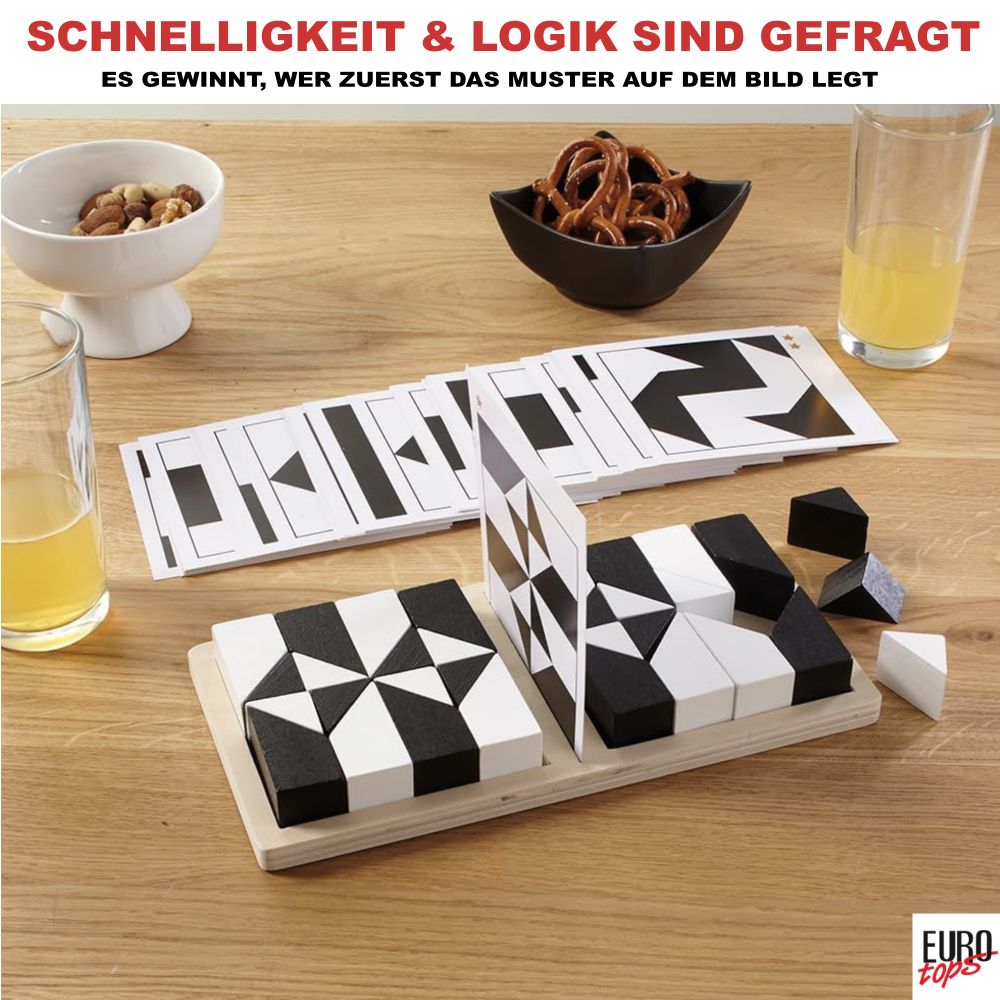 Tangram-Spiel mit vielen Mustervorlagen und Spielsteinen.