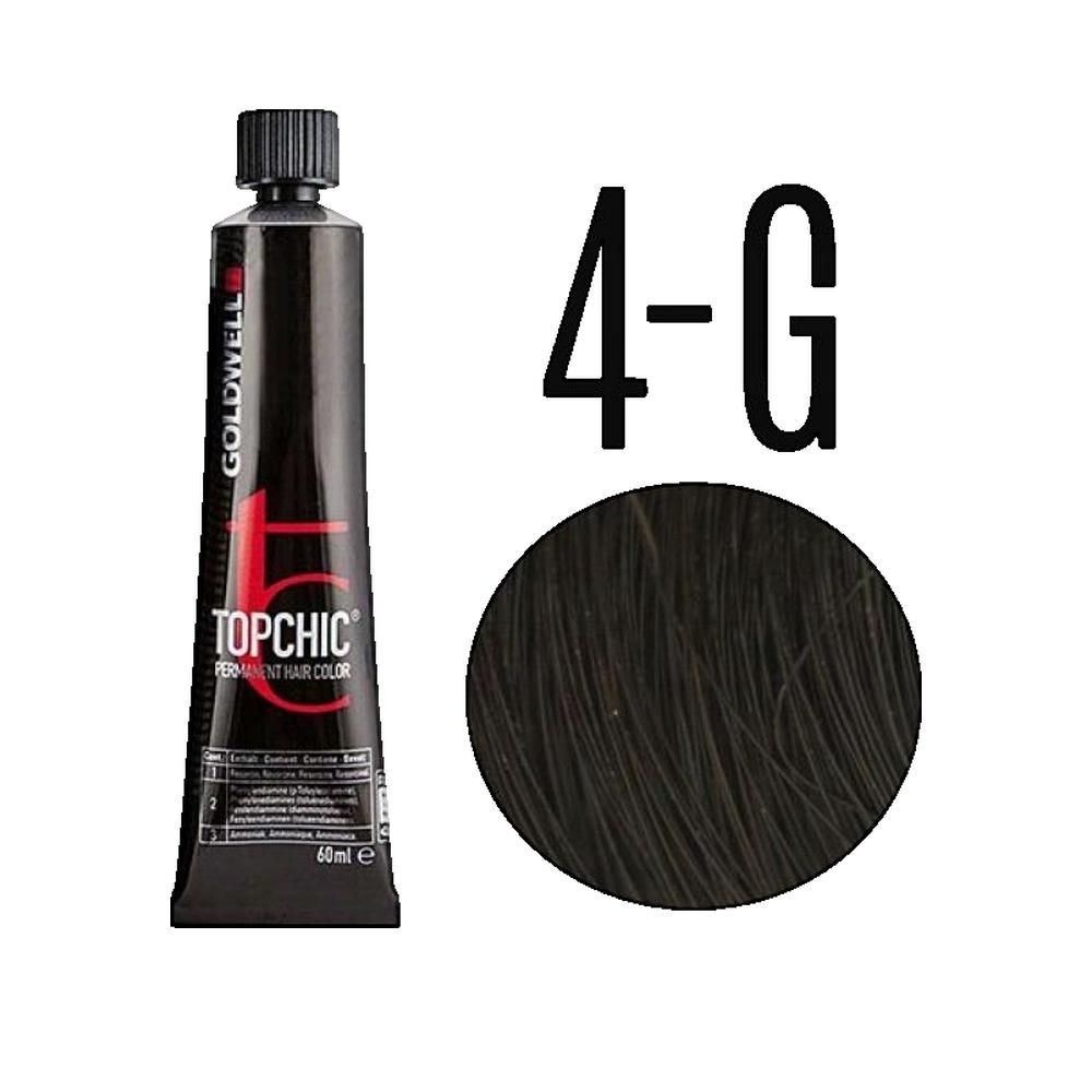 Goldwell Topchic Haarfarbe 4-G. Schwarze Tube mit Farbkreis. Permanente Haarfarbe. 60ml.