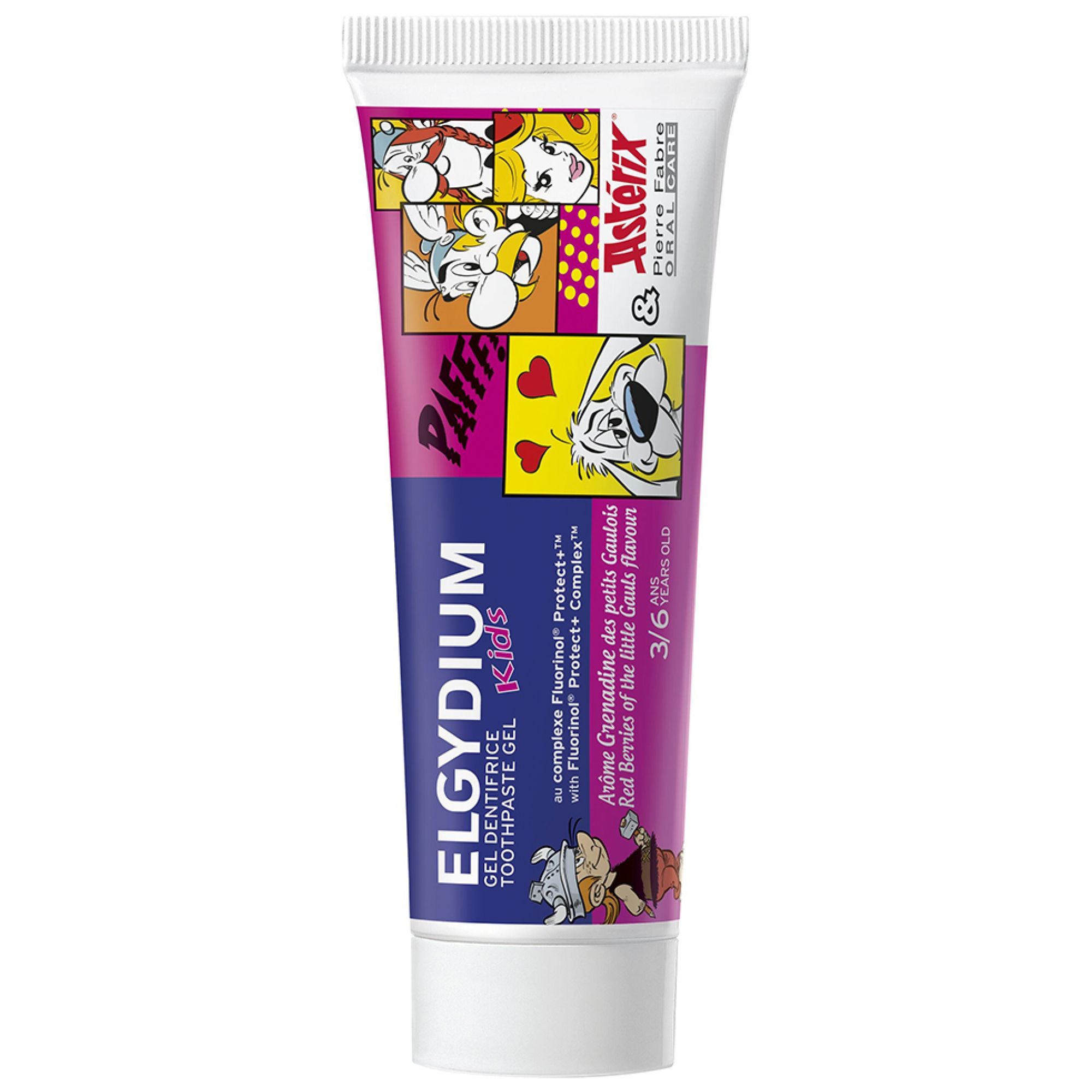 Elgydium Kids Zahngel 3/6 Jahre (Aroma: Granatapfel) 4,3x3,2x14,3 cm