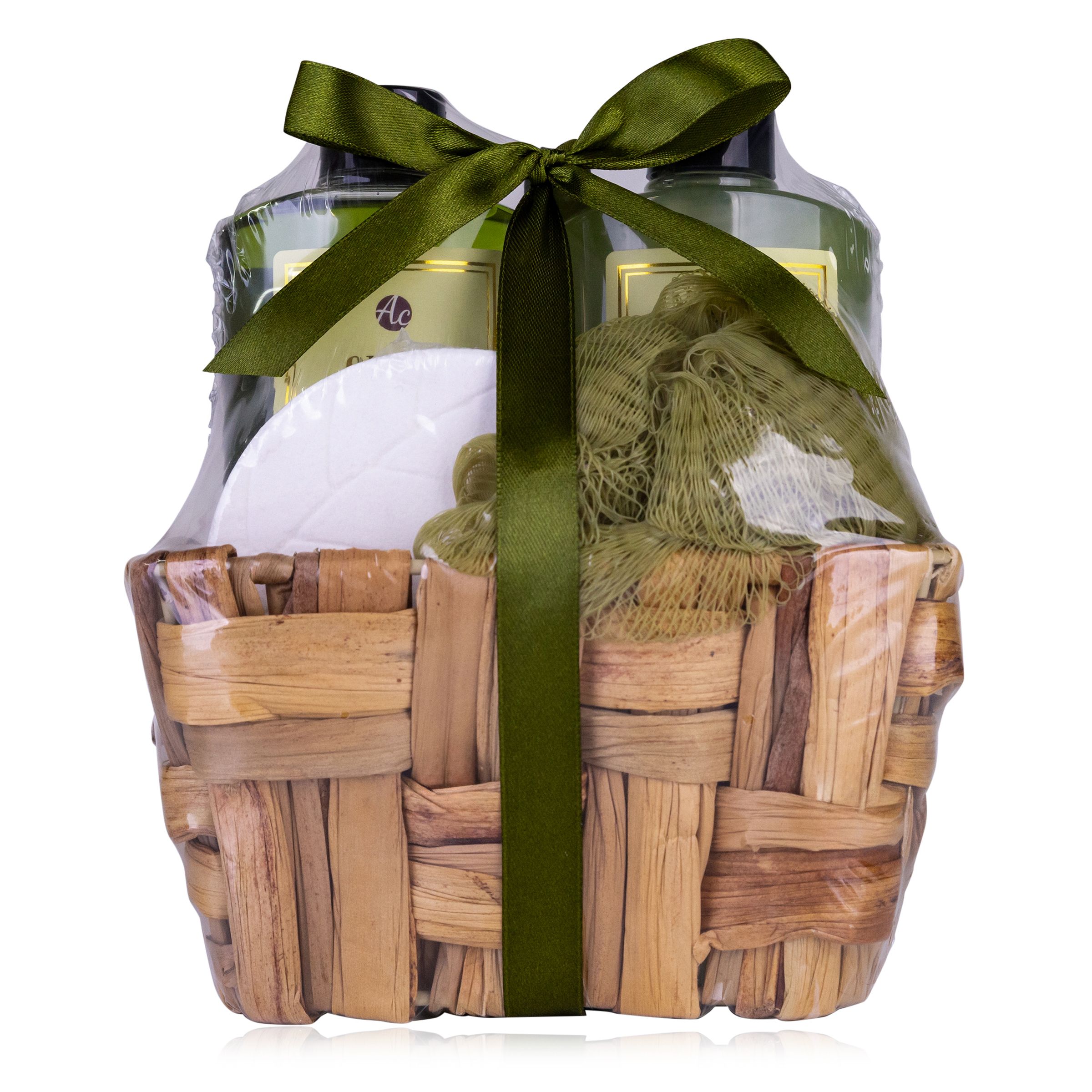 accentra Geschenkset Badeset Pflegeset im Körbchen Olive Geschenkidee Geschenk
