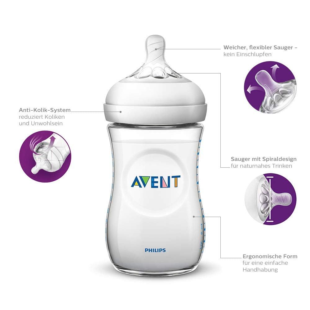 Philips Avent Natural-Babyflasche mit Sauger mit langsamem Nahrungsfluss
