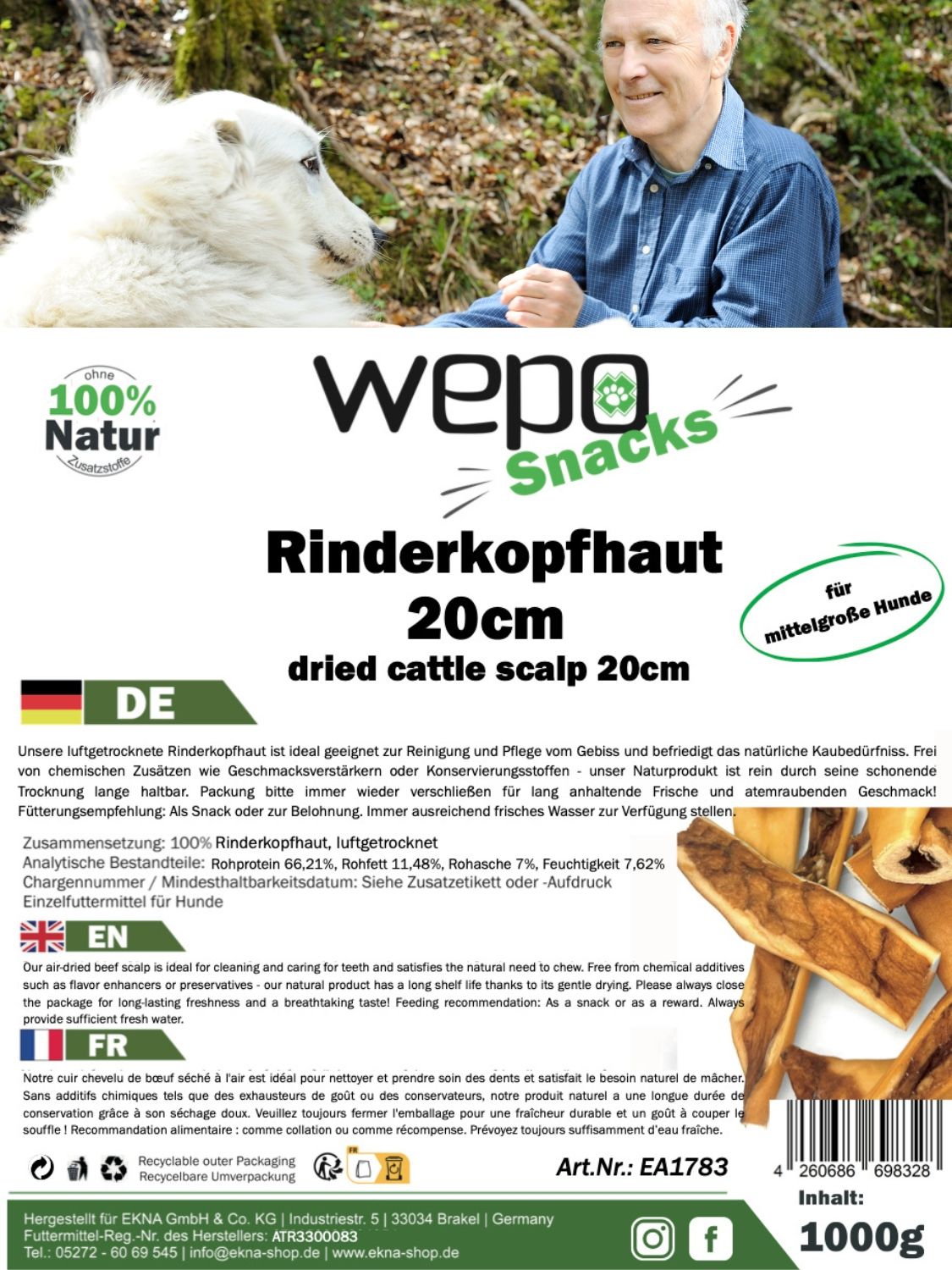 WEPO Rinderkopfhaut 20cm - Hunde Leckerlis