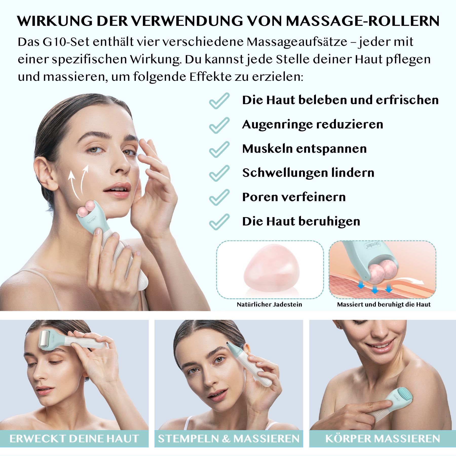 P-Beauty  Dermaroller Bio Roller G10 Microneedling für Hautpflege