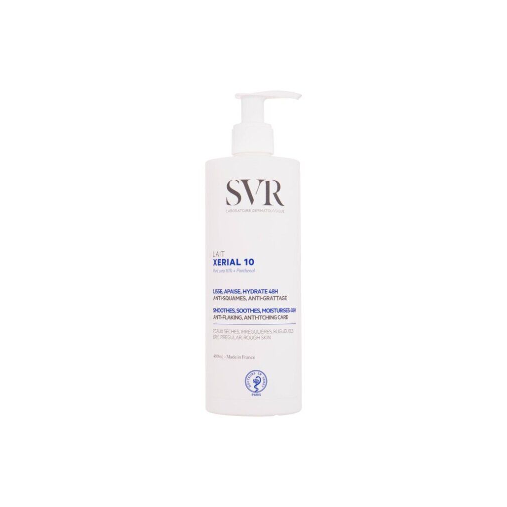 Weiße Flasche mit Pumpspender, SVR Xerial 10 Körpermilch.