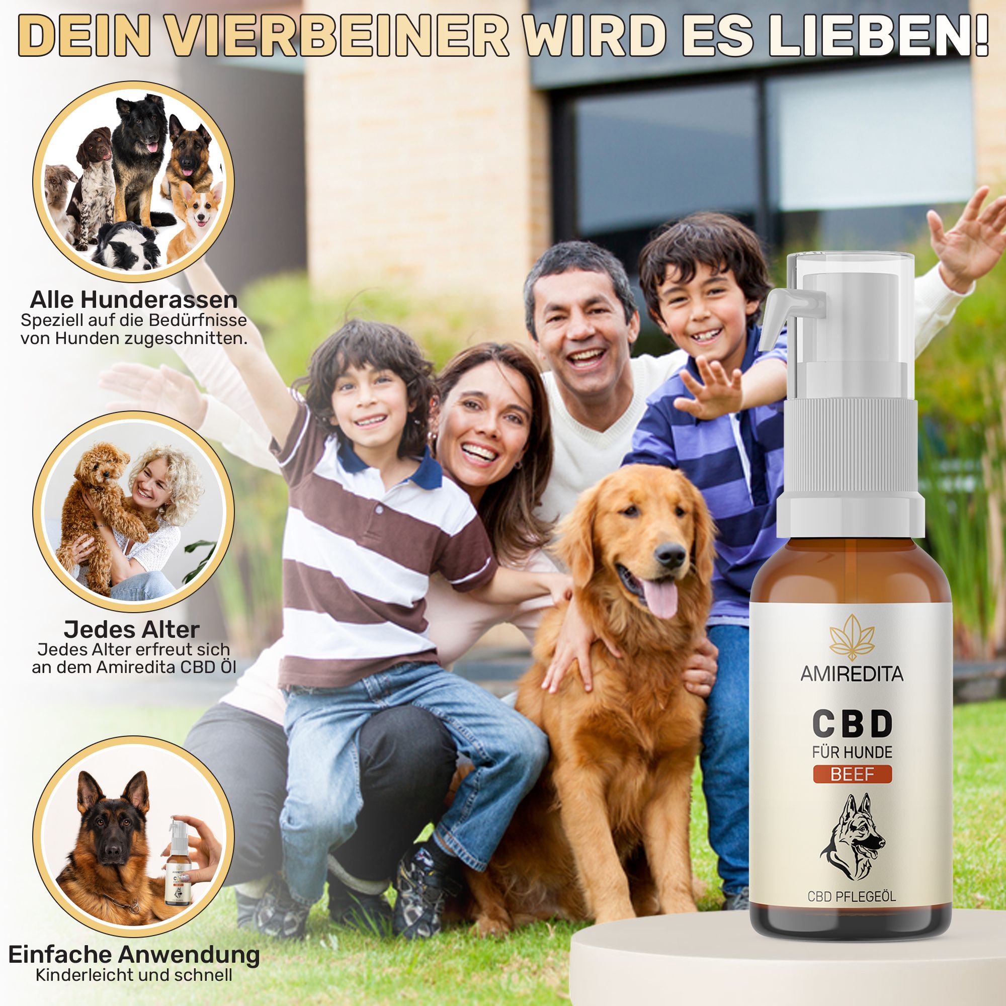 Amiredita CBD Öl Hunde 1500mg - Rindaroma