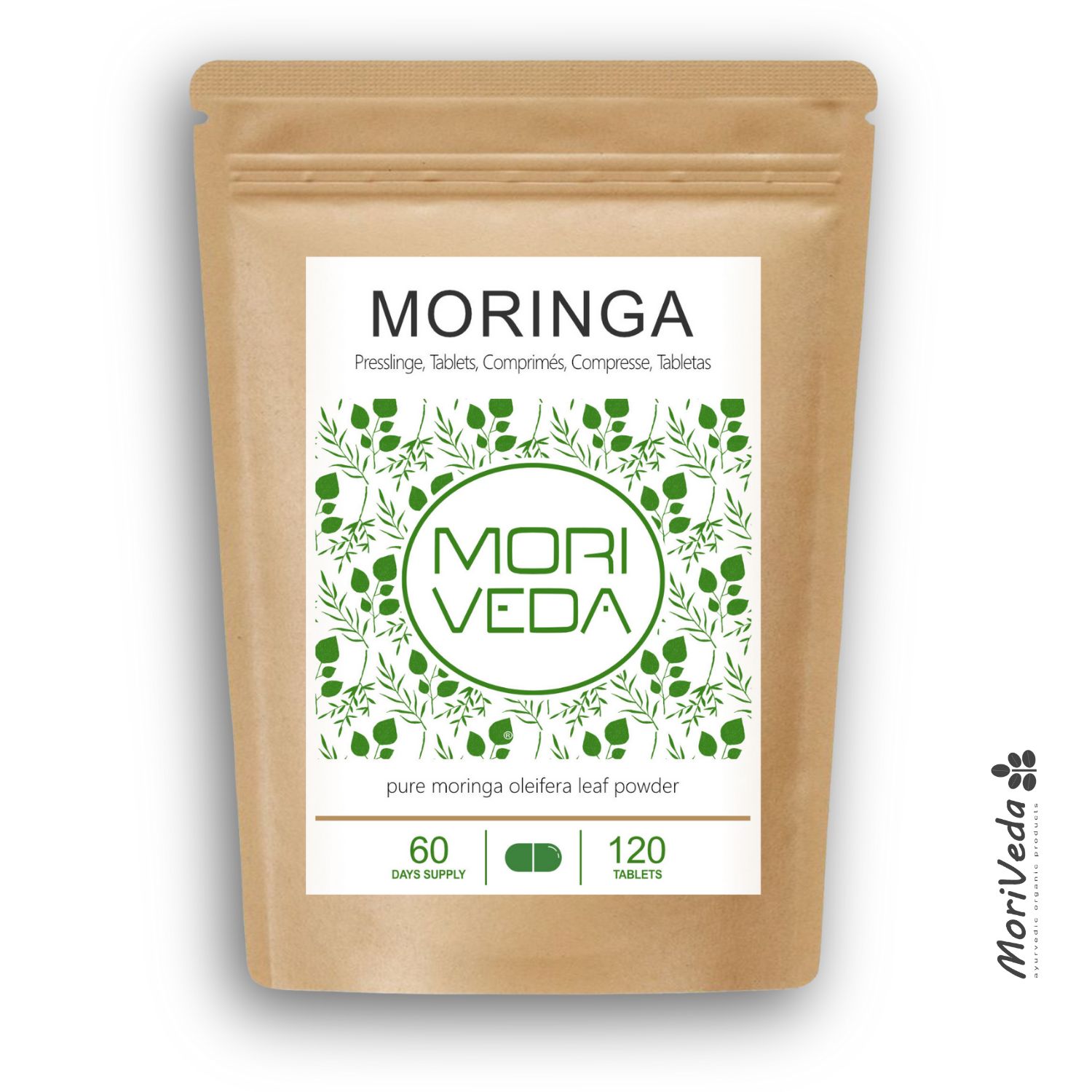 Moriveda Moringa Energy Tabletten – 1900 mg Moringa, Vitamine, Proteine & Aminosäuren 120 St