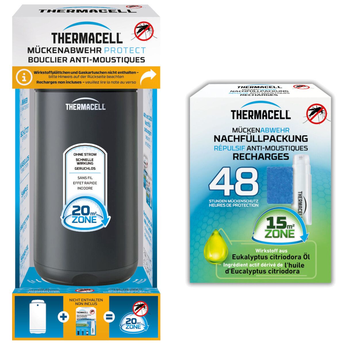 Thermacell Mückenabwehr Protect, Graphit + Nachfüllpackung 48 Stunden 1 St Set