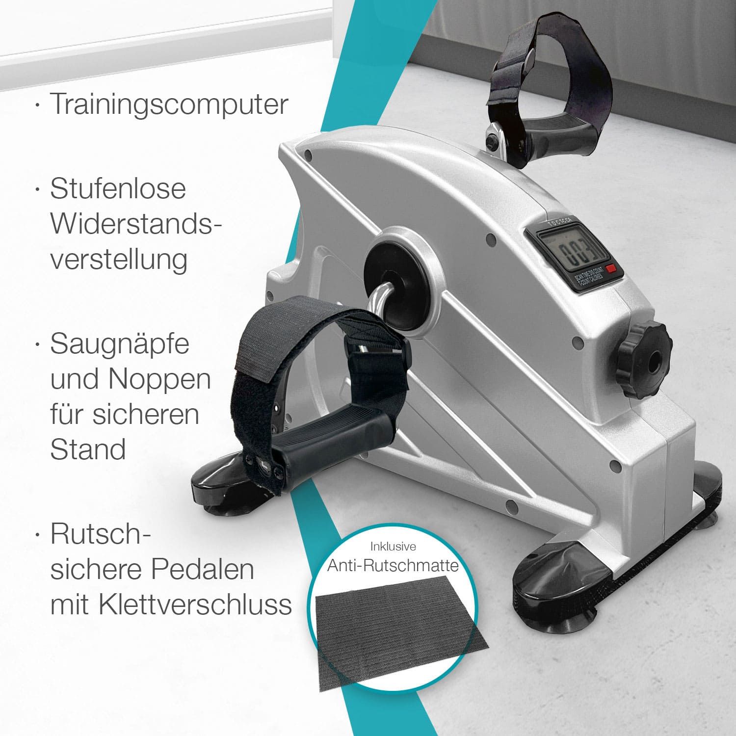 aktivshop Mini Heimtrainer 2.0 mit Anti Rutschmatte