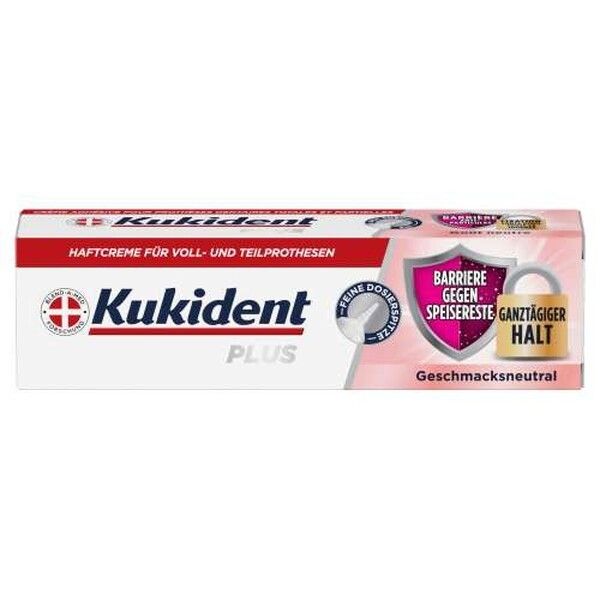 Kukident Plus Haftcreme für Voll- und Teilprothesen, geschmacksneutral.