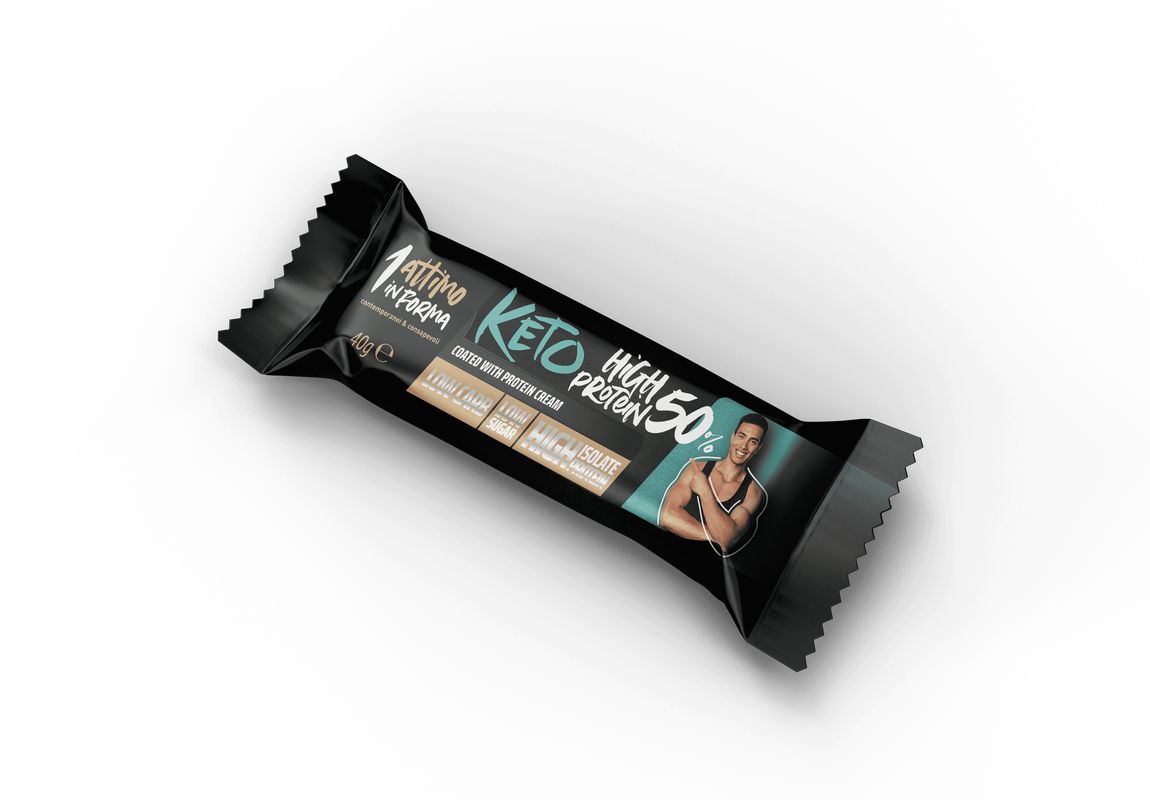 1attimoinforma Keto Barretta Proteica al 50%; Gusto Cookie e Cacao