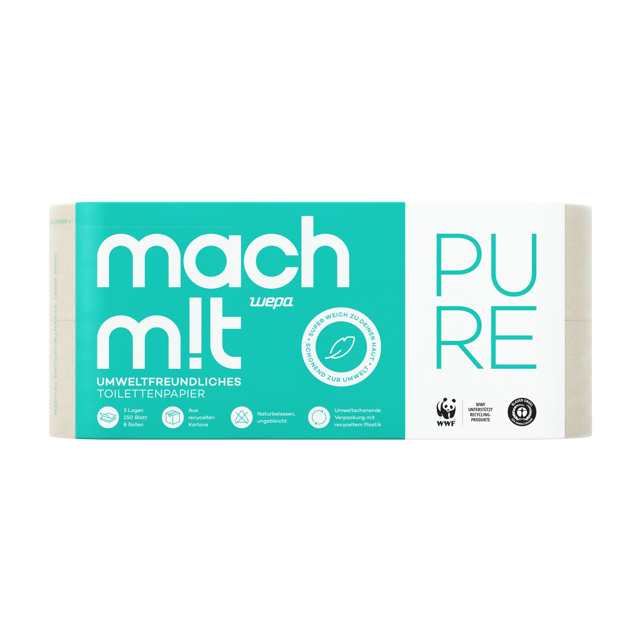 mach m!t PURE Toilettenpapier 3-lagig aus recyceltem Karton