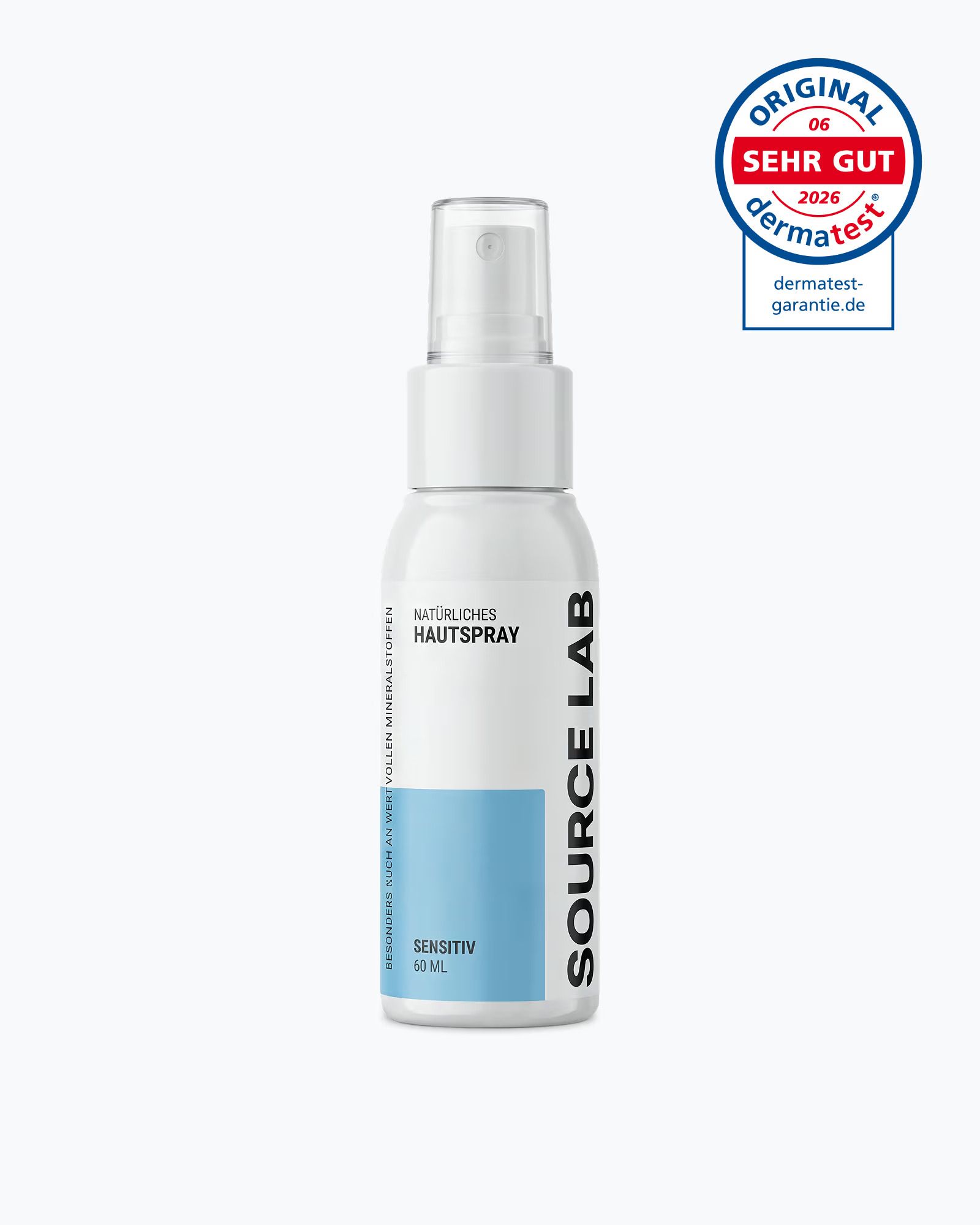 SOURCE LAB Mineralisches Hautspray mit dermatest Siegel.