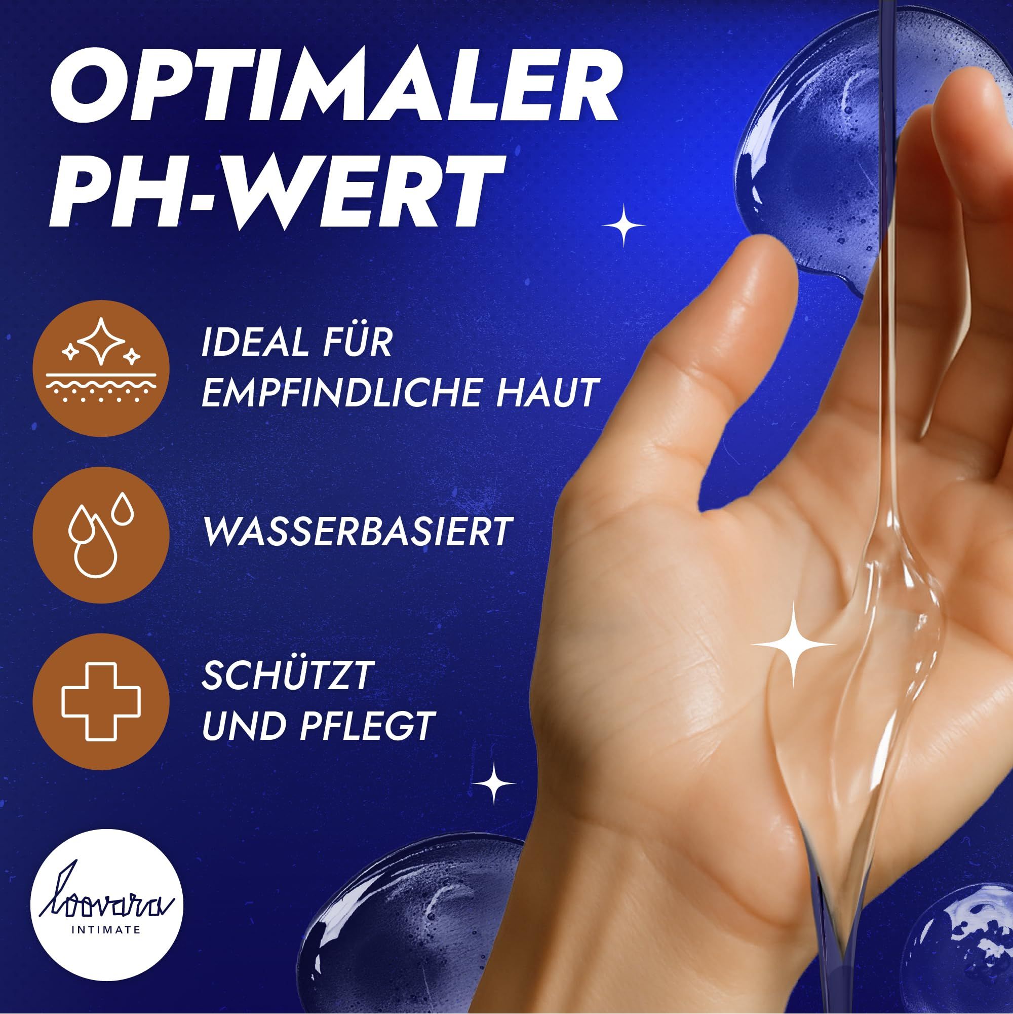 Hand mit Gleitmittel, ideal für empfindliche Haut, wasserbasiert, schützt und pflegt.