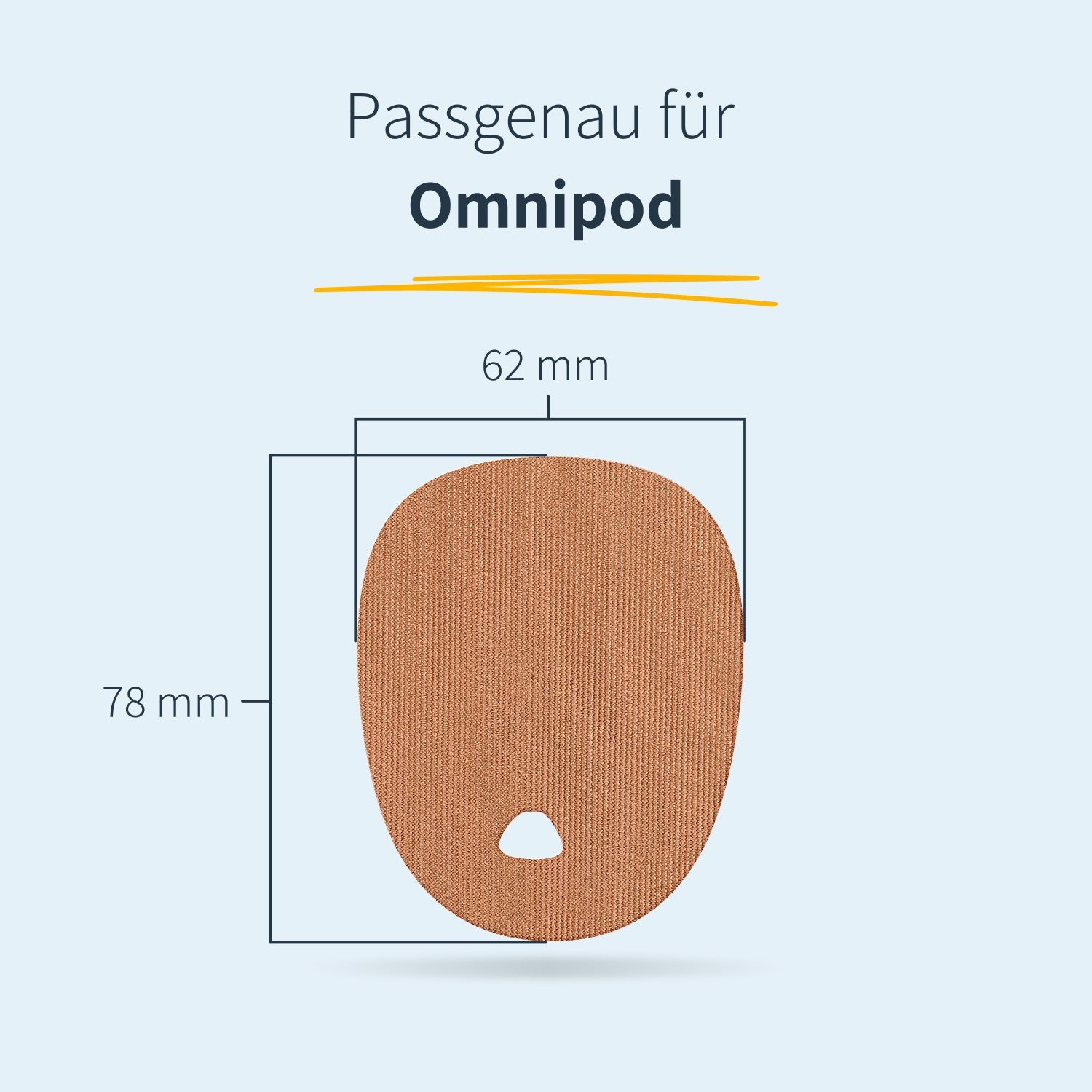 Ovales Pflaster mit den Maßen 78 x 62 mm. Mit Aussparung. Für Omnipod.