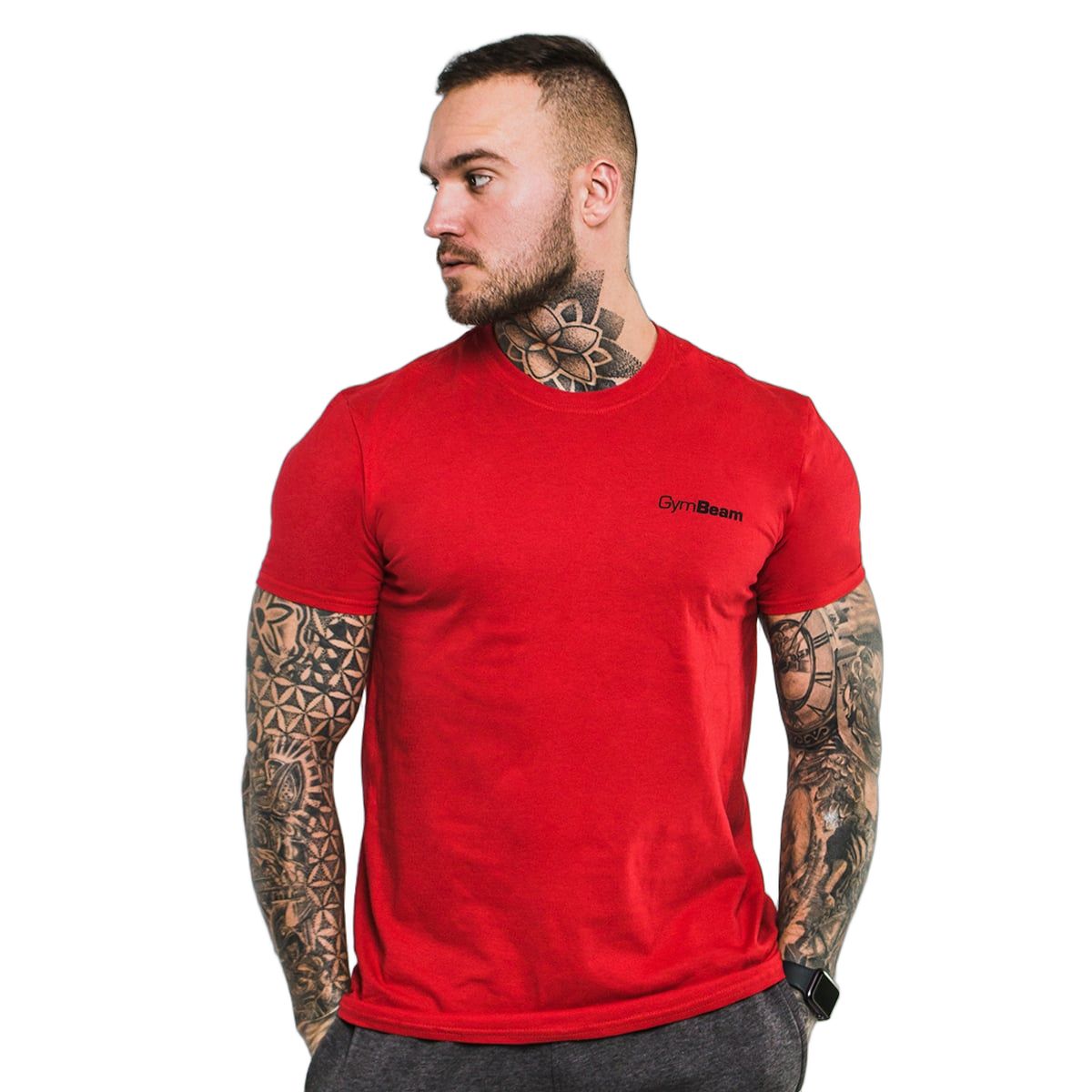 GymBeam T-Shirt Herren Regular Kurzarm Cherry Red 1 St