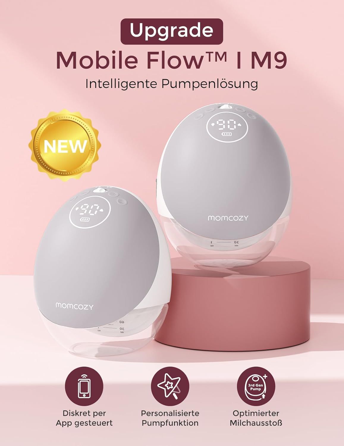 Momcozy Mobile Flow M9: Intelligente Pumpenlösung mit App-Steuerung.