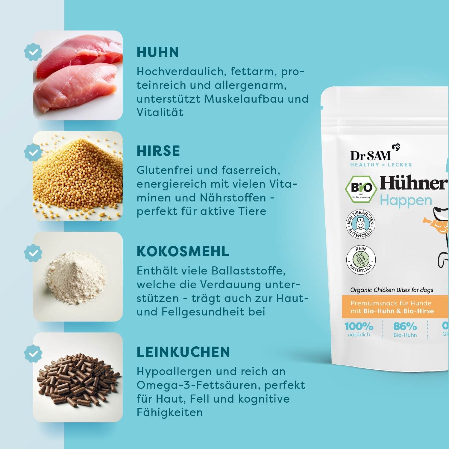 Dr. SAM Bio Hühner Happen - Snacks für deinen Hund