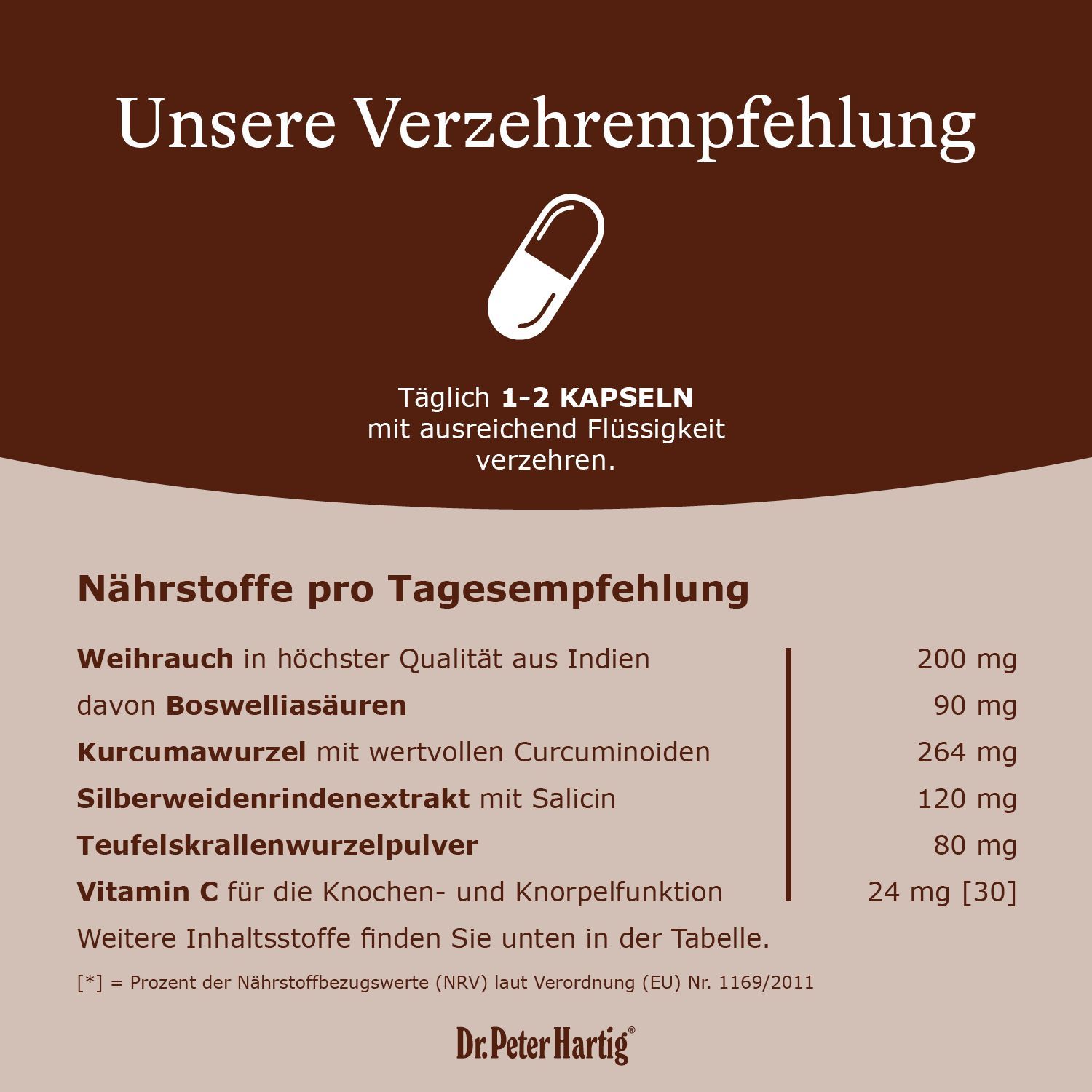 Texttafel: Natürliche Reinheit in geprüfter Qualität. Aufzählung von Eigenschaften: laktose-, gluten- & hefefrei, vegan, etc. Logo.