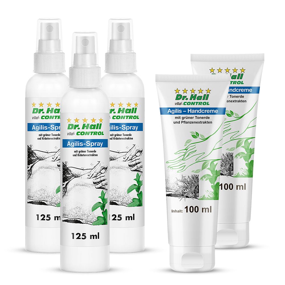 Dr. Hall Agilis-Spray und Agilis-Handcreme