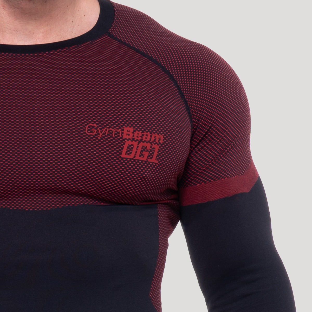 GymBeam OG1 Seamless Long Sleeve Herren Slim Black/Red Langarm