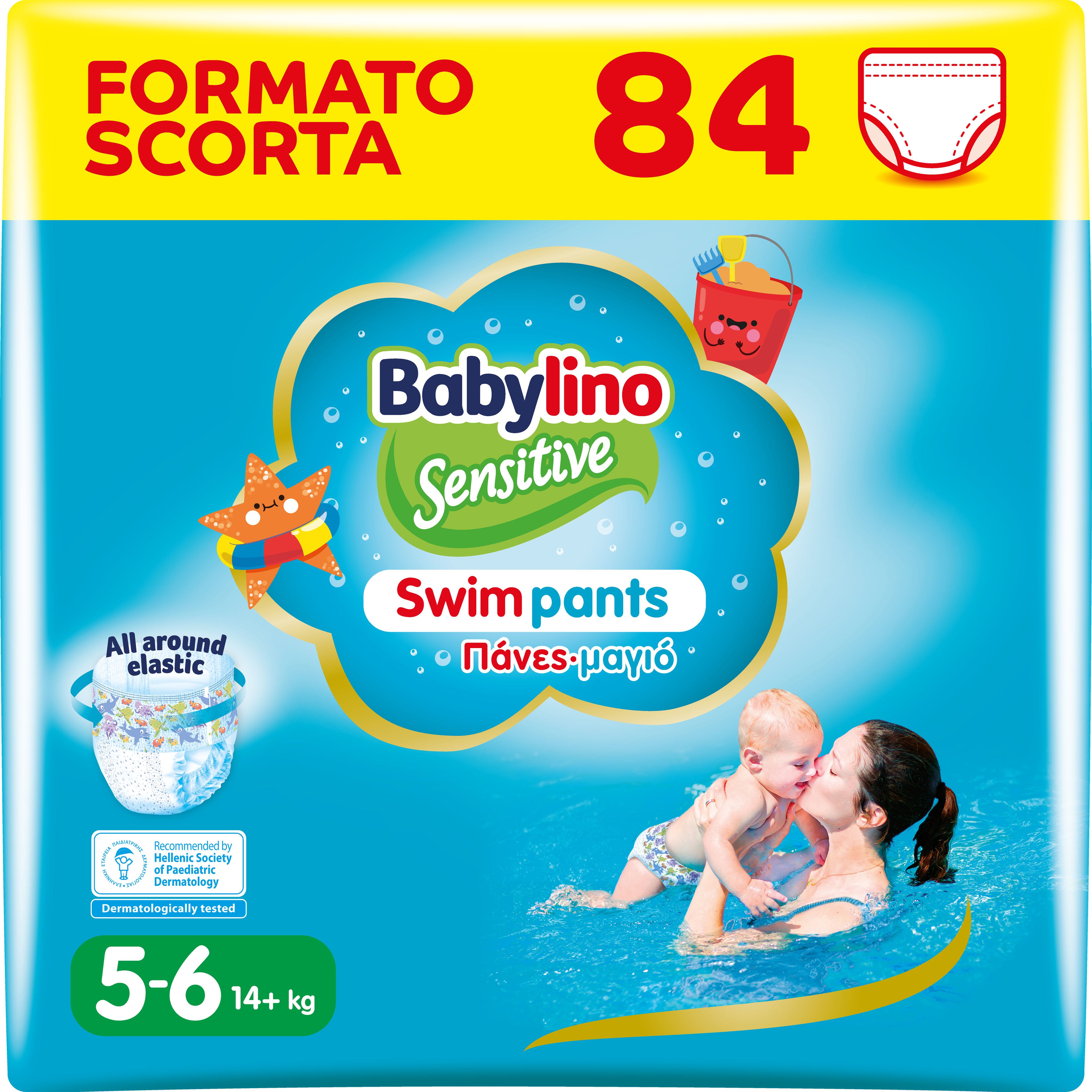 Babylino Sensitive SwimPants, Pannolini Mare e Piscina, Taglia 5/6 (oltre 14kg), 84 Unità