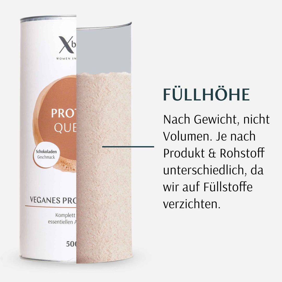 XbyX® Protein Quelle Schokolade - veganes 3K Proteinpulver für Frauen ab 40 - Zuckerfrei