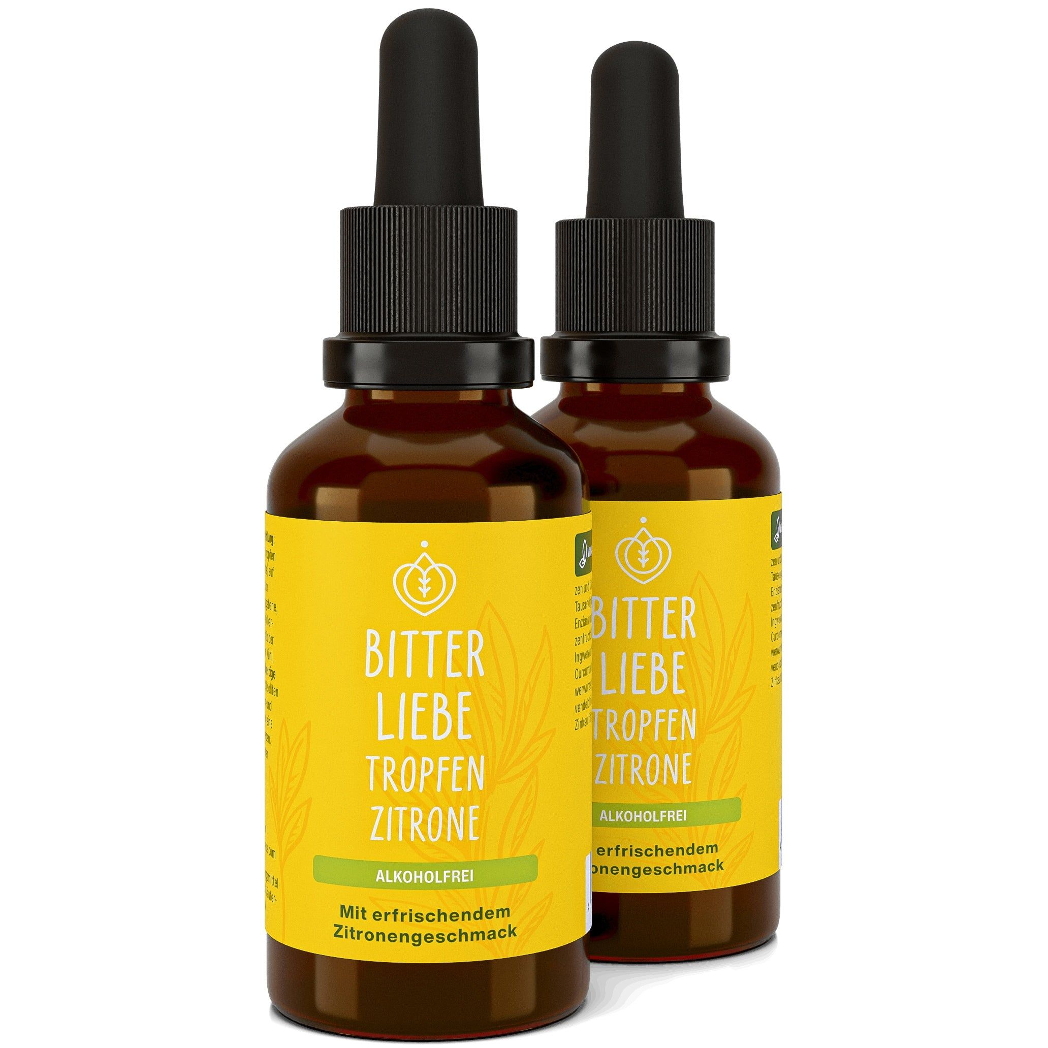 BitterLiebe - Tropfen Zitrone Alkoholfrei Bitterstoffe mit Zink vegan 200 ml