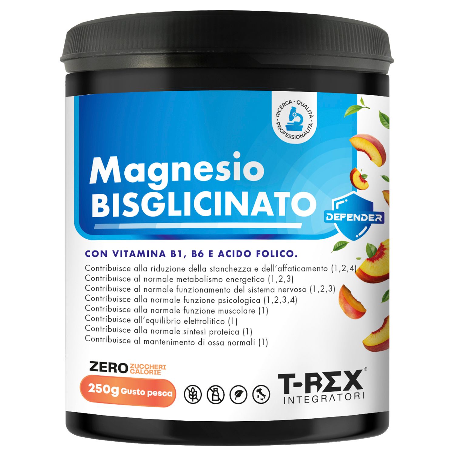 T-Rex Integratori Magnesio Bisglicinato Pesca 250 G Polvere