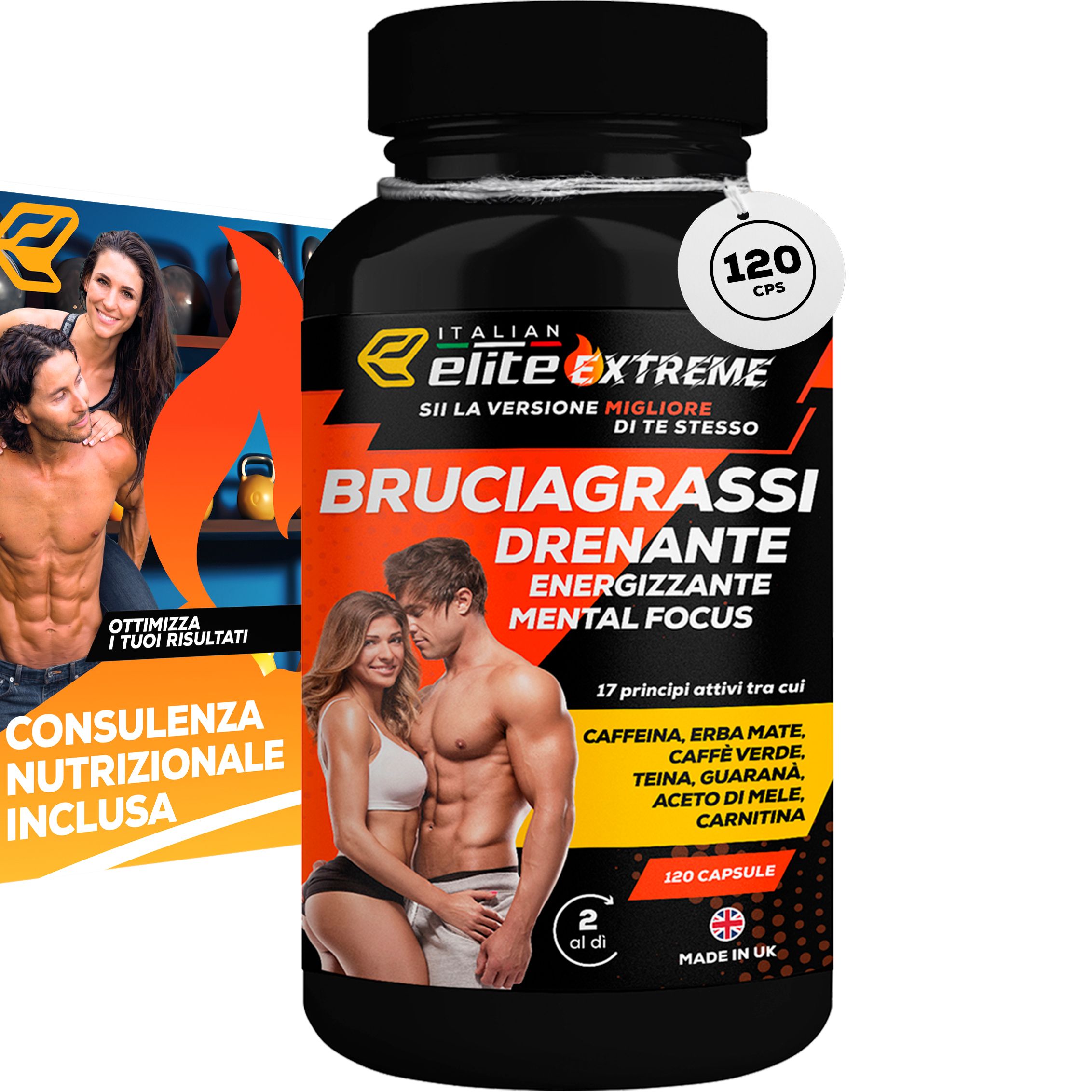 Italian Elite® Integratore Brucia Grassi Elite Extreme. 240 caps. Termogenico, Drenante, Dimagrante.