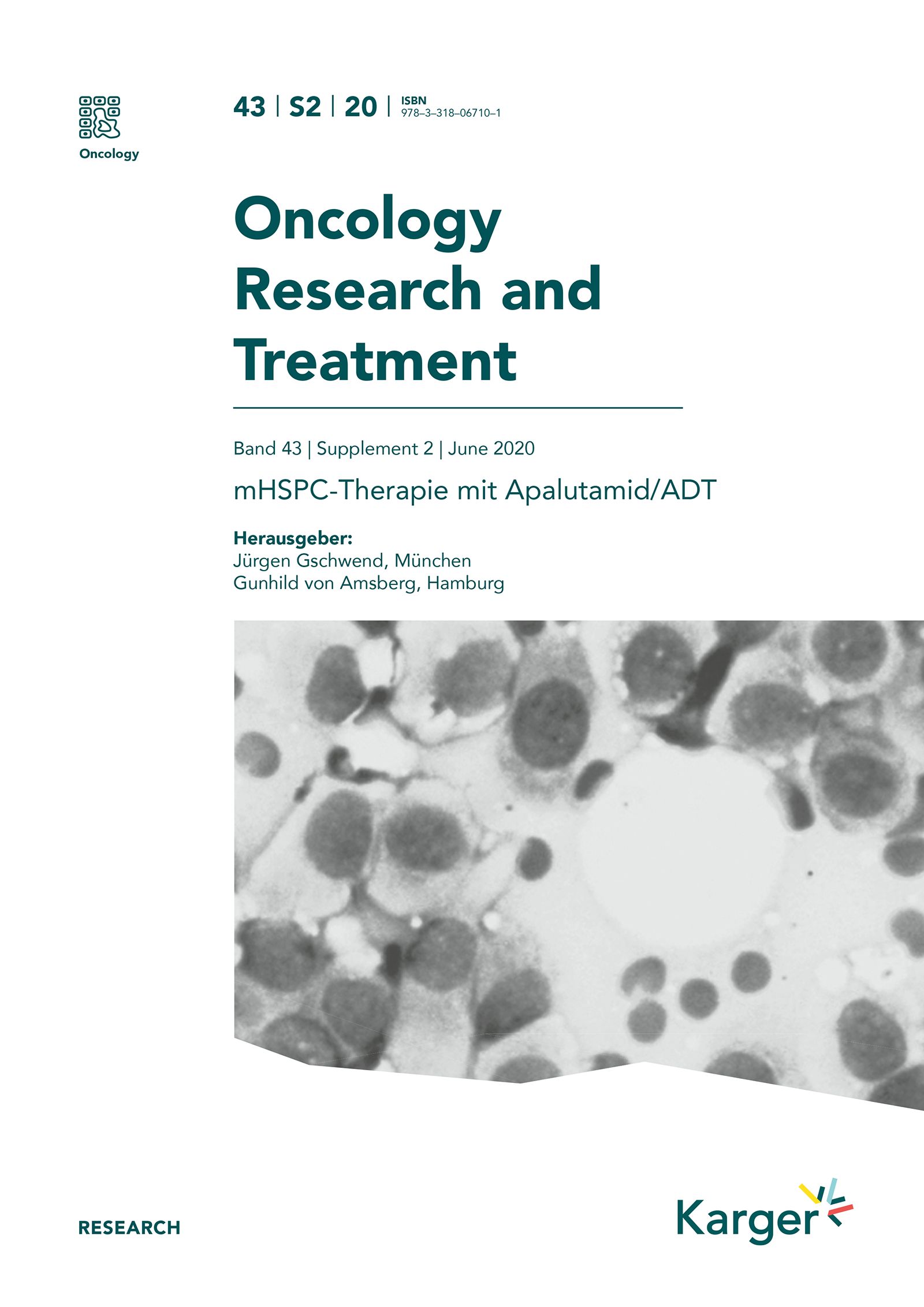 Titelblatt der Zeitschrift "Oncology Research and Treatment". Enthält Informationen zu mHSPC-Therapie mit Apalutamid/ADT.