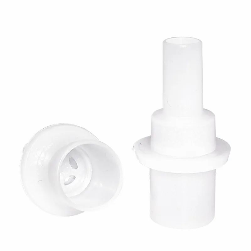 Zwei weiße Teile. Ein Teil ist zylindrisch mit einem flachen Kopf. Das andere Teil ist zylindrisch.