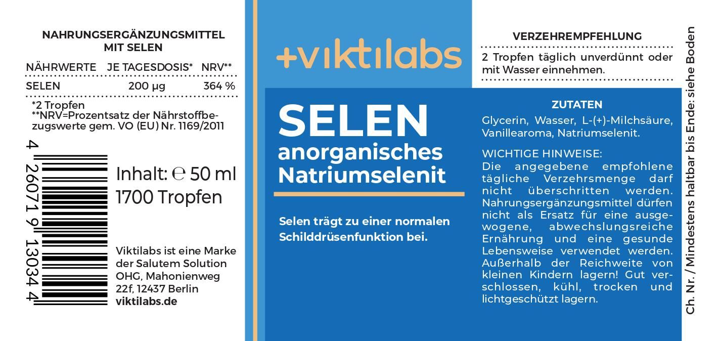 Viktilabs Selentropfen: Natriumselenit mit hoher Bioverfügbarkeit