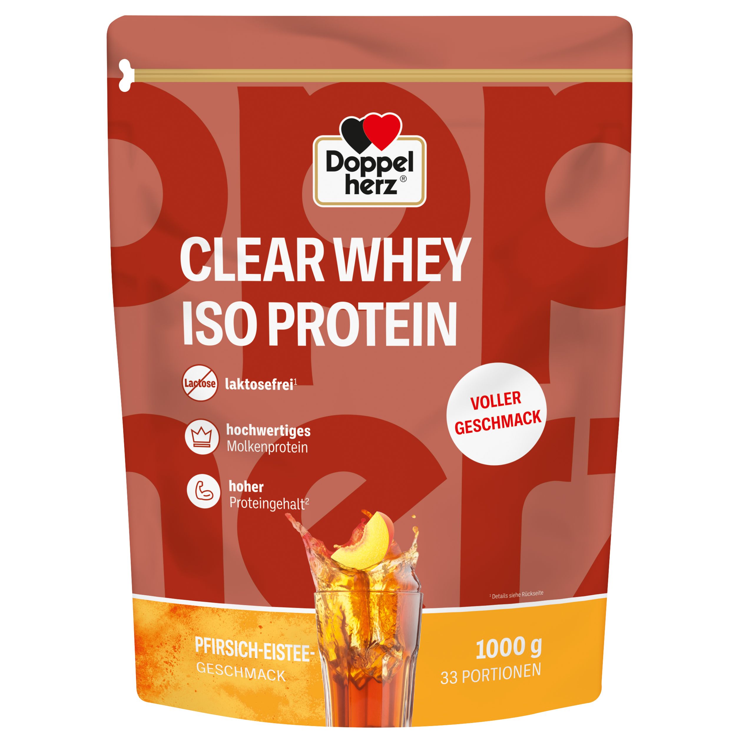 Doppelherz CLEAR WHEY ISO PROTEIN – Erfrischendes Molkenproteinisolat mit Pfirsich-Eistee Geschmack