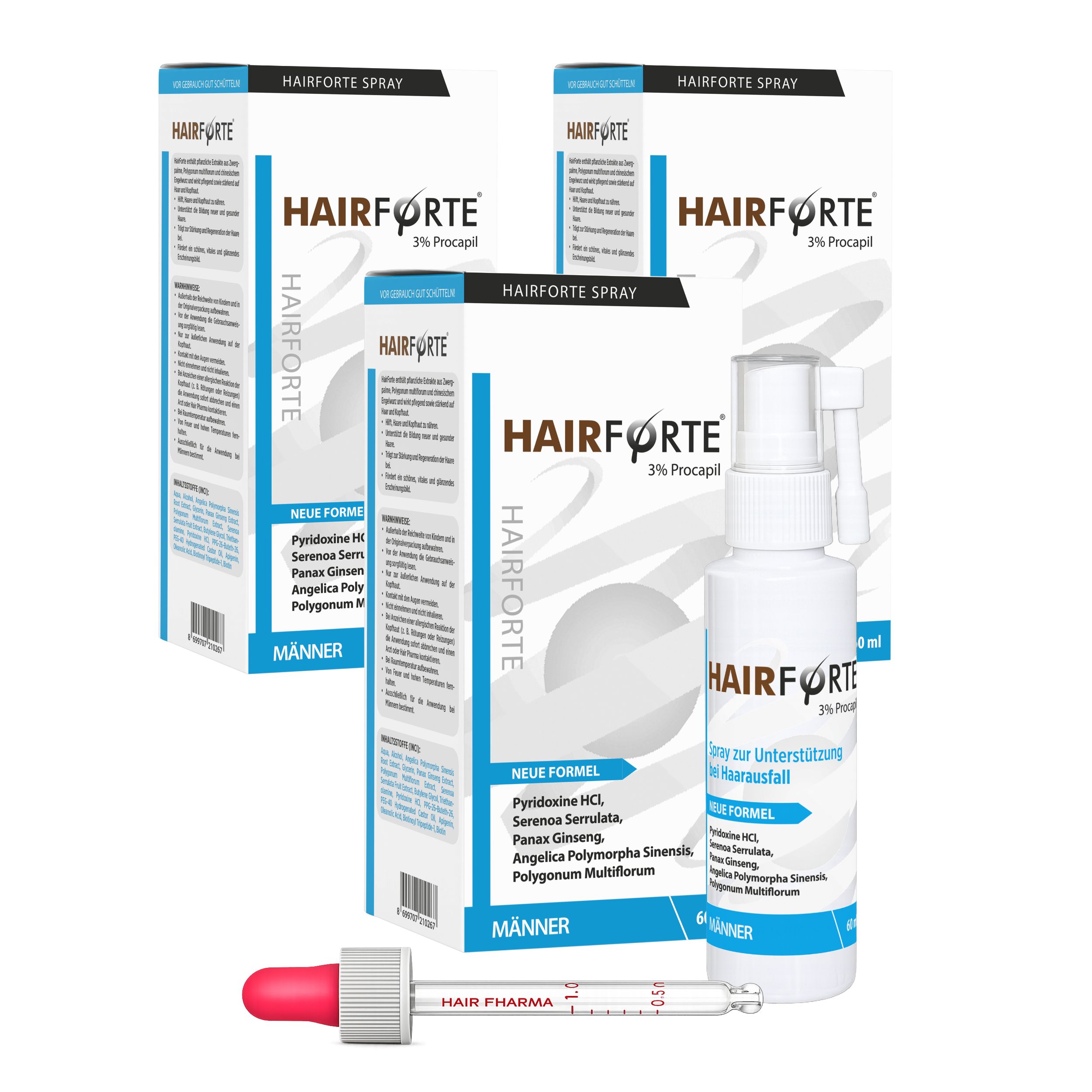 Hairforte Spray 3% Procapil gegen Haarverlust DHT Blocker 180 ml
