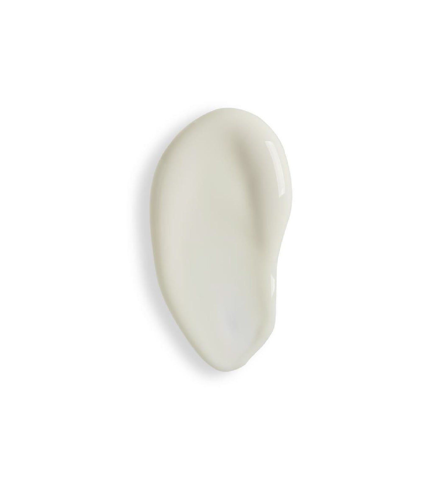 Creme-Emulsion-Klecks. Weißliche, glänzende Textur. Auf weißem Hintergrund.