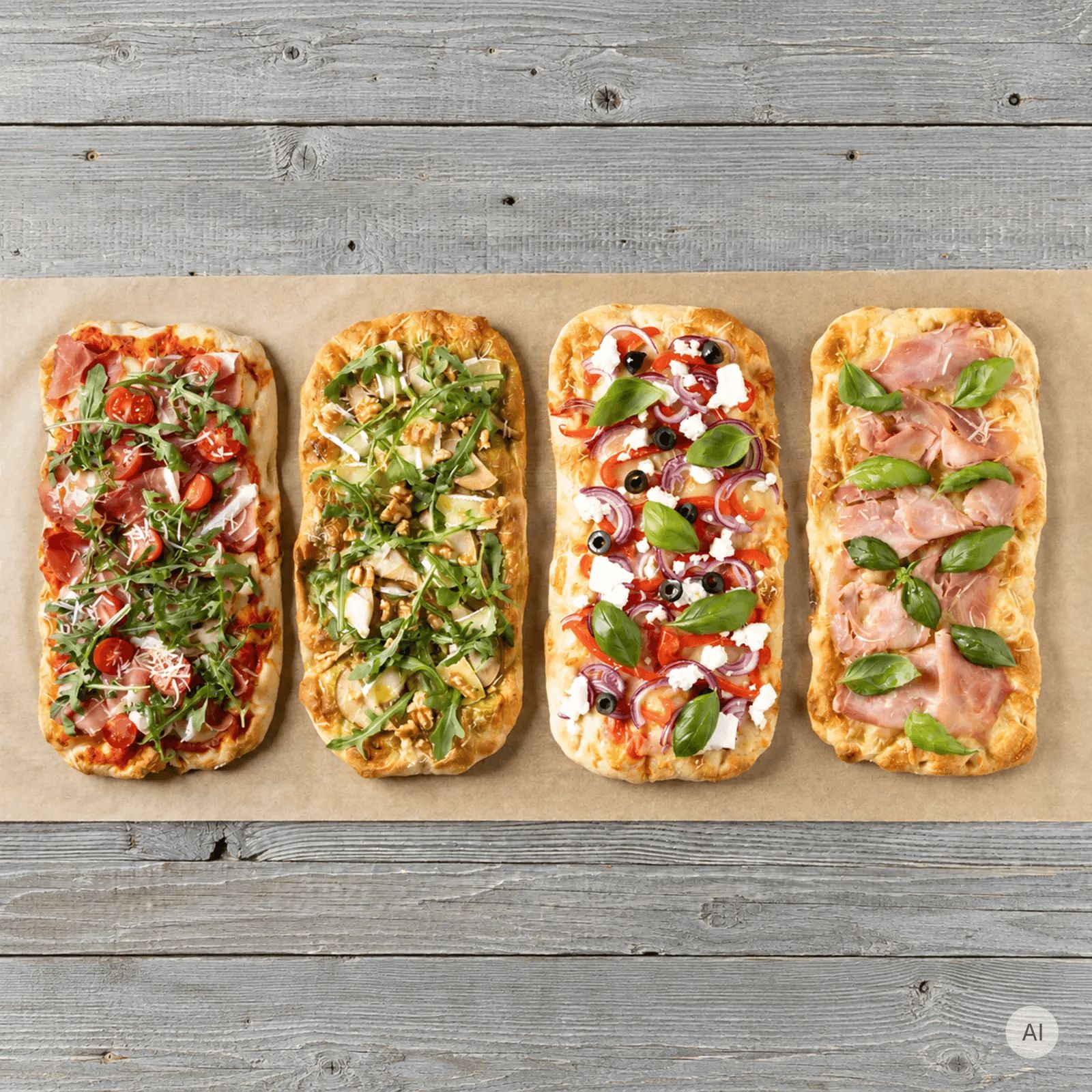 Verpackter Pizzaboden mit Nährwertangaben und Vergleich zu konventionellen Produkten.
