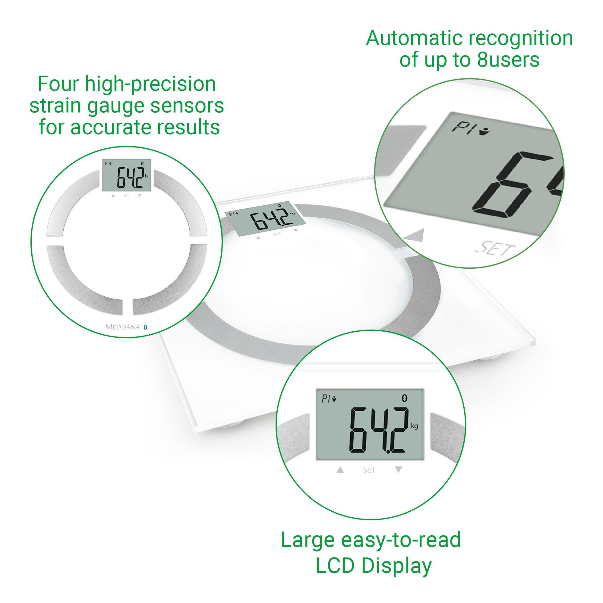 connect mit Bluetooth APOTHEKE 444 1 Personenwaage - BS App und - St medisana SHOP Analyse Körperanalysewaage