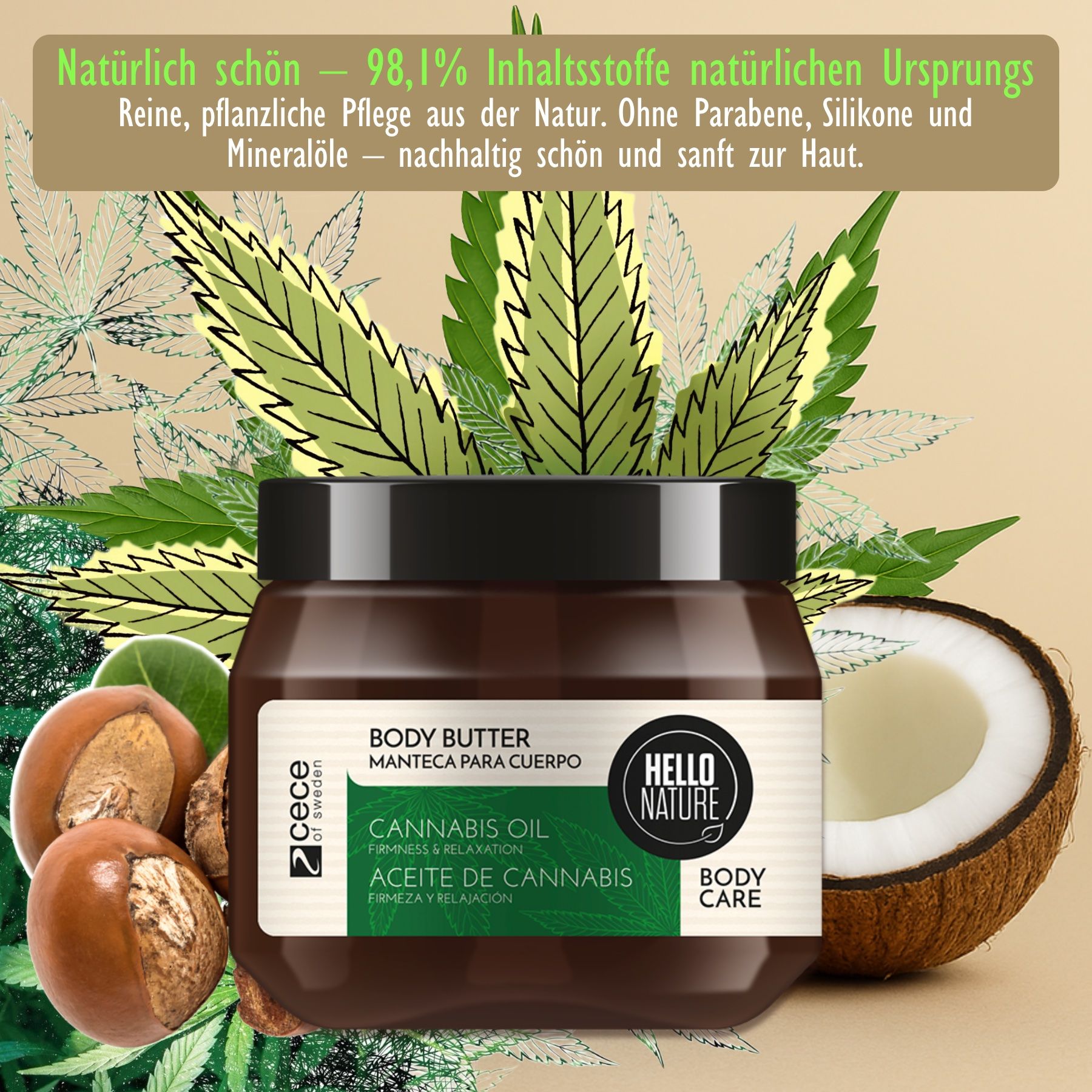 Hello Nature Körperbutter  Body Butter für Hautpflege Cannabis Hanföl