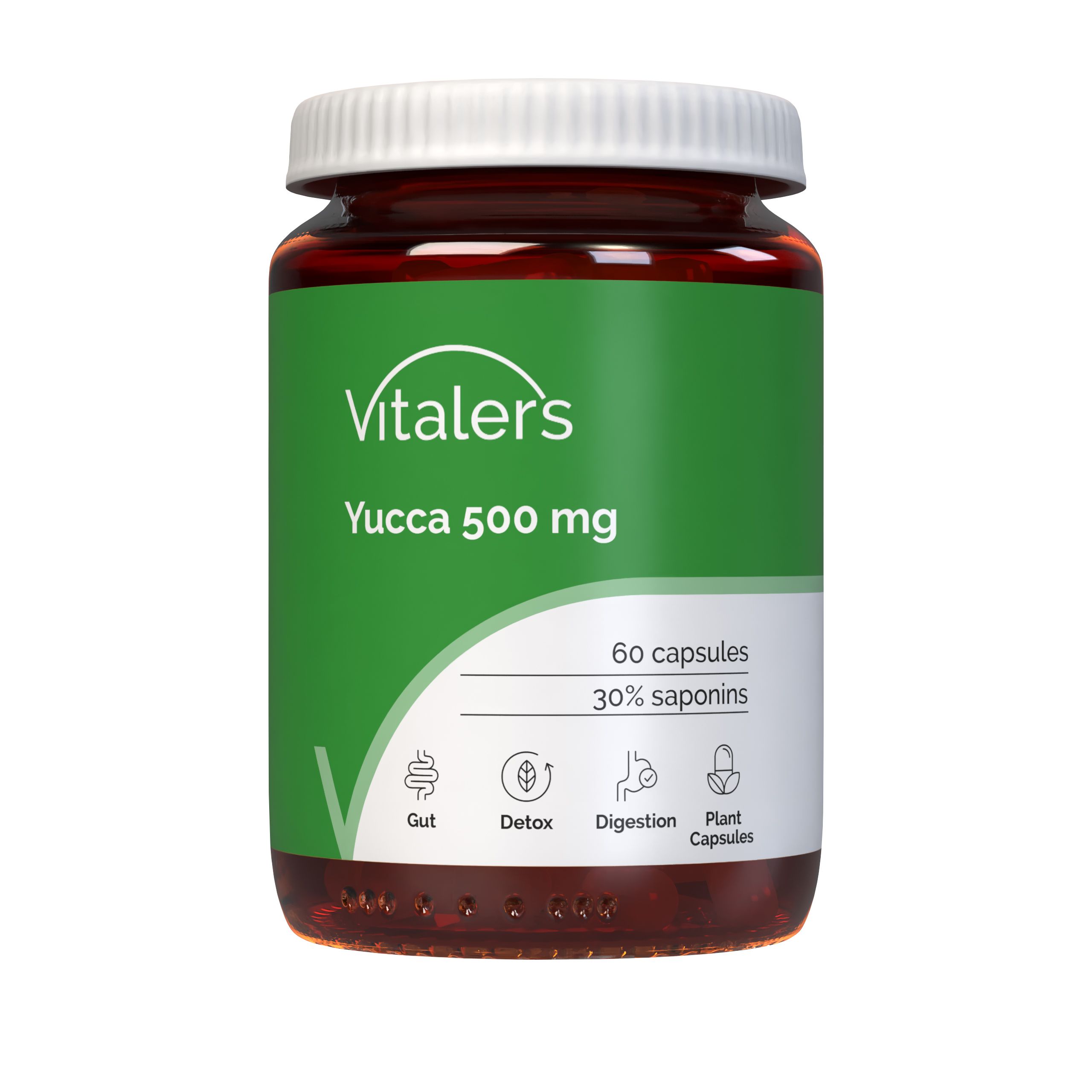 Vitaler's Yucca 500 mg Kapselbehälter. 60 Kapseln, 30% Saponine.
