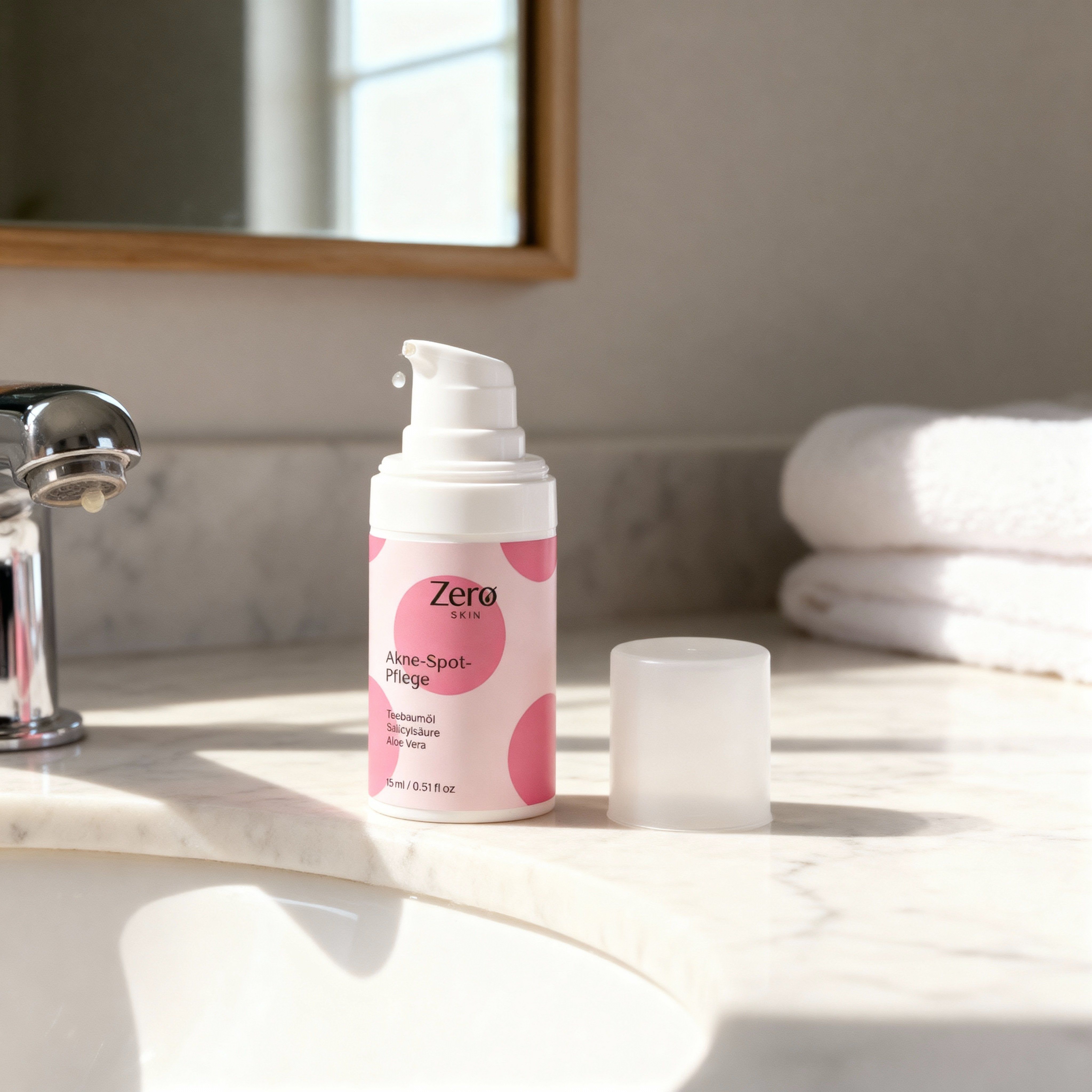 Zero Skin Akne Spot Pflege, Teebaumöl, Salicylsäure, klärend & beruhigend für ölige und unreine Haut