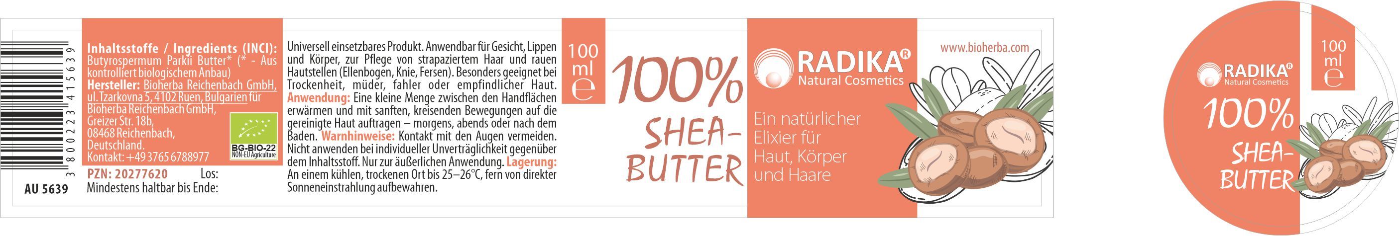 Bioherba 100% Sheabutter für Haut  Körper und Haare