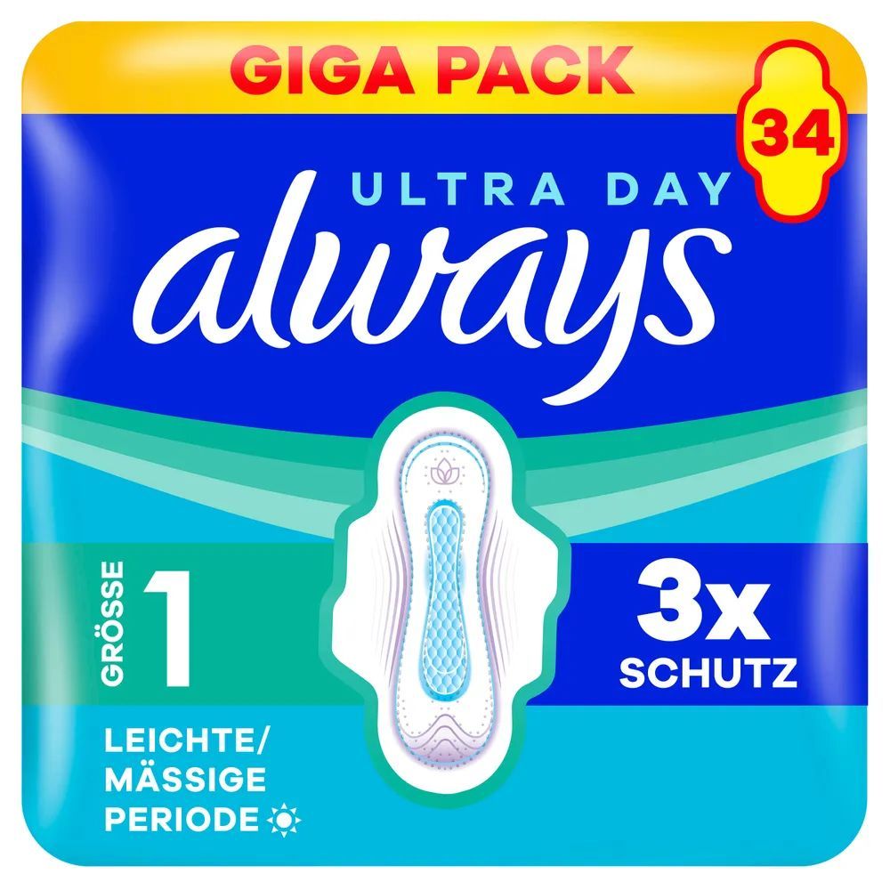 always Ultra Binde - Größe 1 Normal mit Flügeln Gigapack 34 Damenbinde Stück St