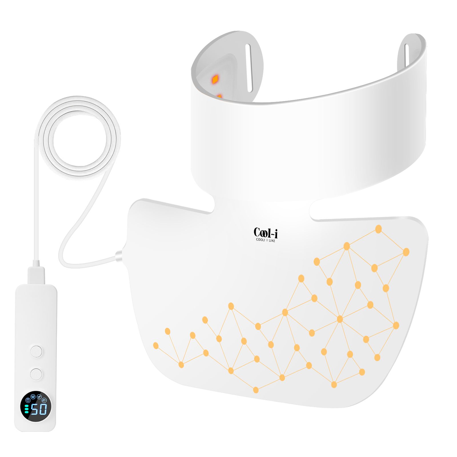 COOL-i LED Halsmaske,660 nm Rotlicht,850 nm Infrarot & 4 farbige LED für kosmetische Hals