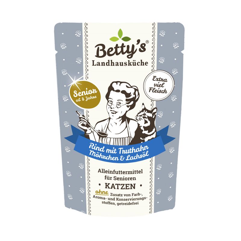 Bettys Landhausküche LHK Cat Senior Rind & Truthahn mit Möhrchen & Lachsöl