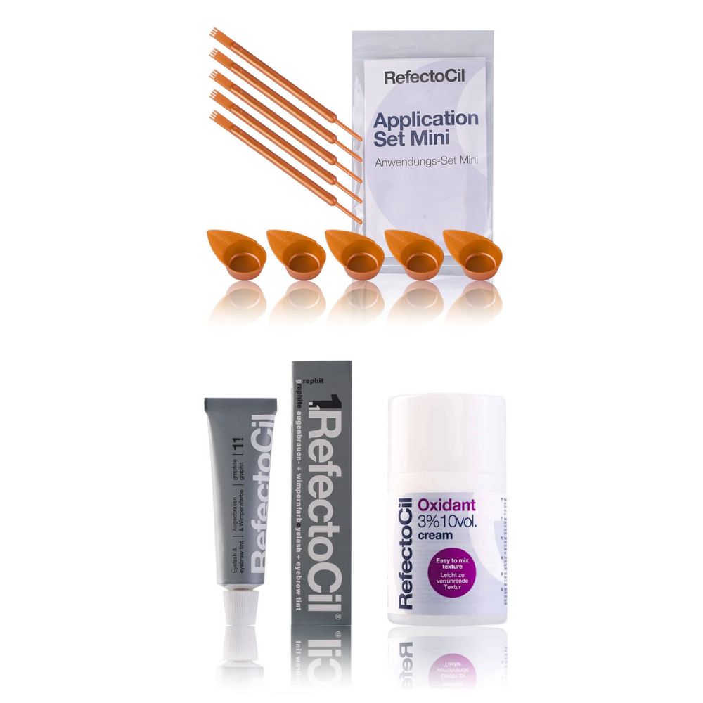 Refectocil Wimpernfarbe graphit 1.1 & Oxidant Creme 3% Mini-Anwendungs Set 15 ml