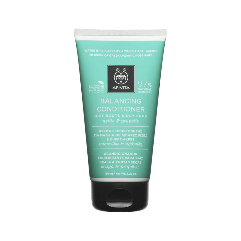 APIVITA Balancing Conditioner Tube mit Siegeln für 97% natürliche Inhaltsstoffe und Silikonfrei.