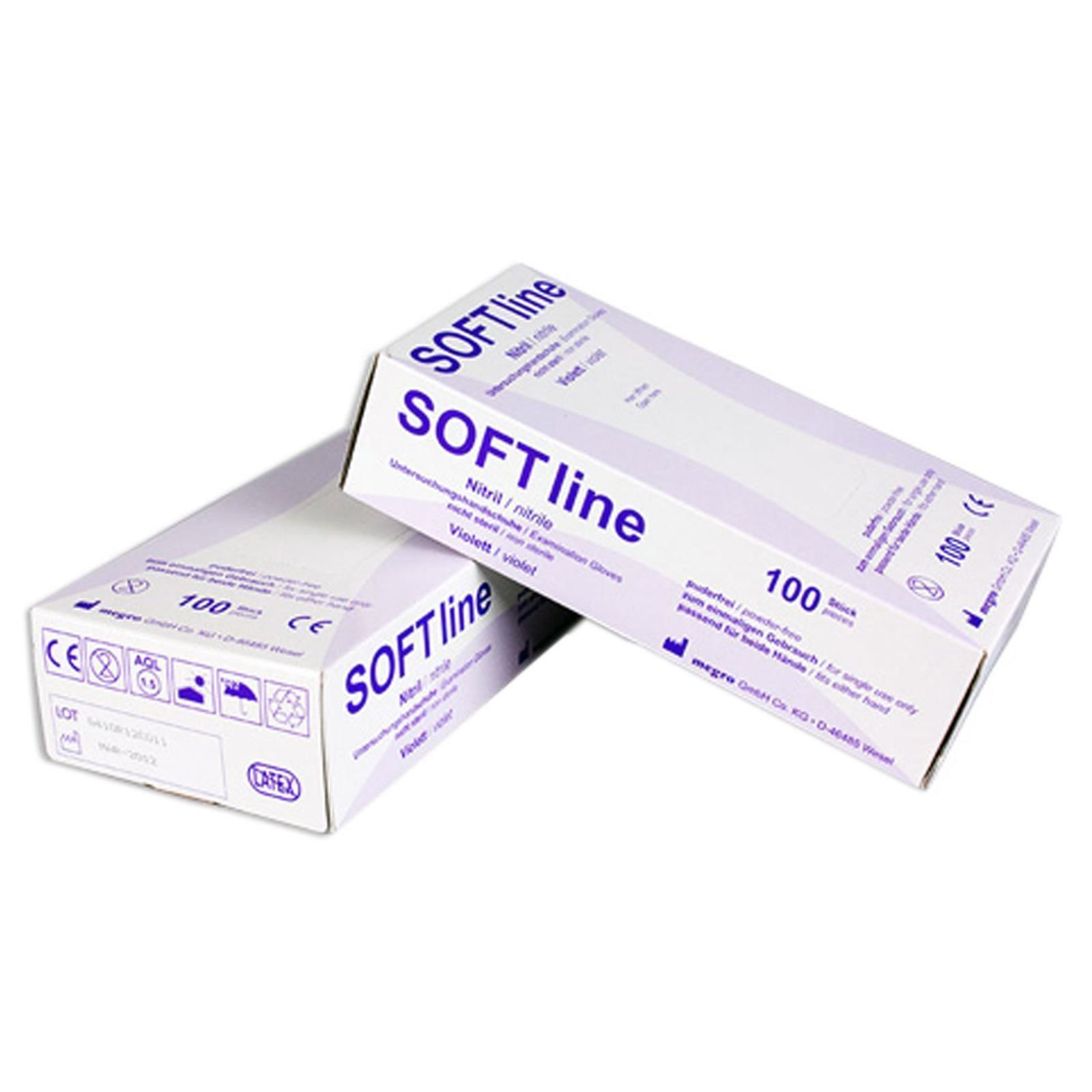 megro SOFTline Nitril Handschuhe lila Tattoo puderfrei 100 Stück Gr. M