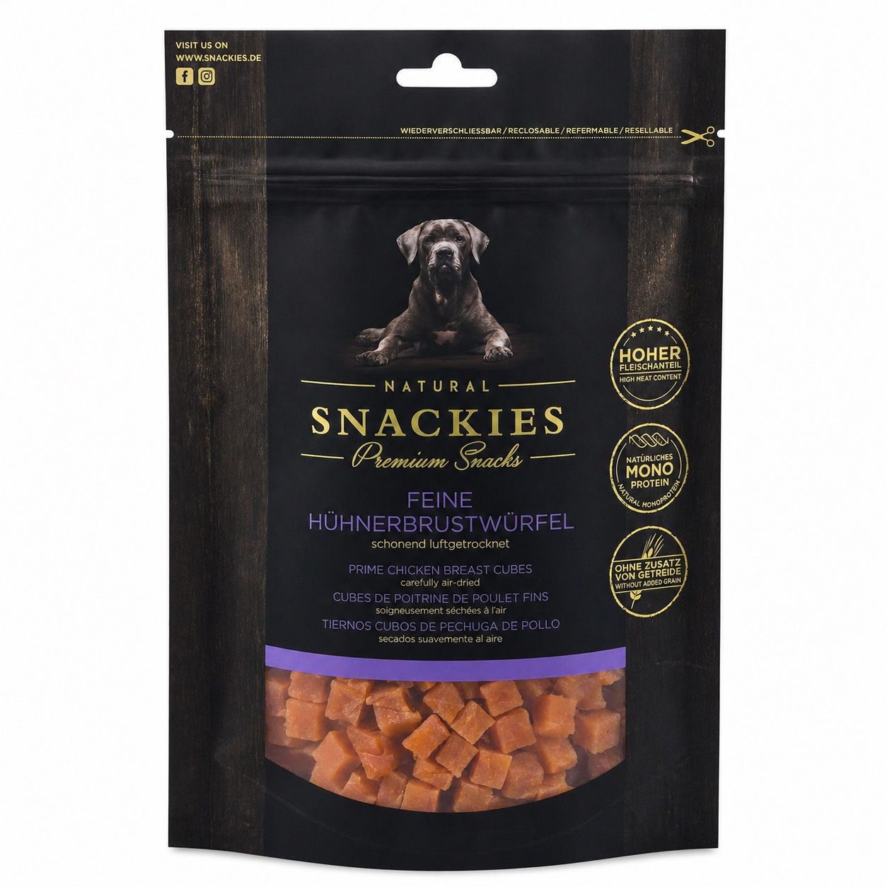 Snackies Hühnerbrustwürfel - Trainings-Snack für Hunde 90 g Futter