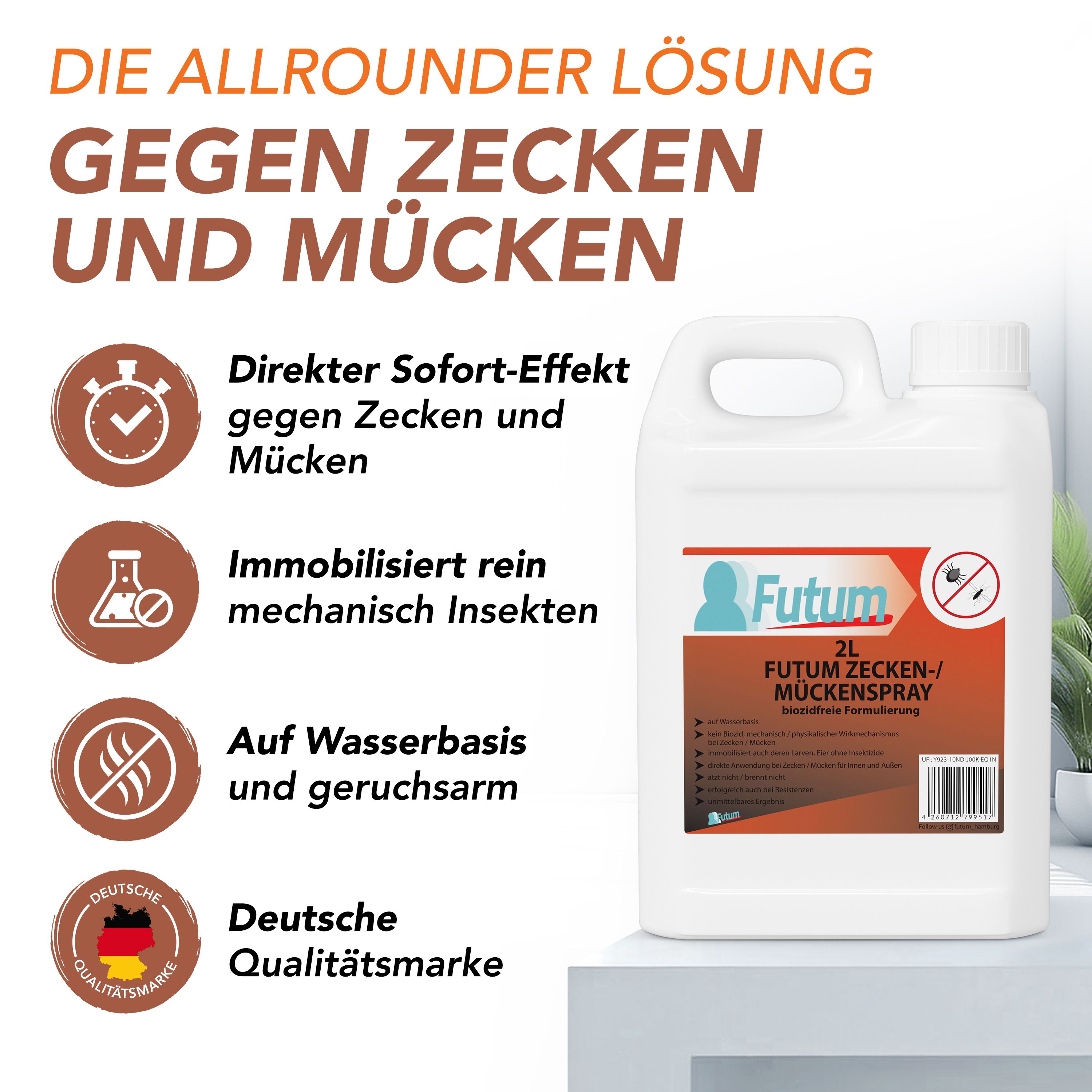 FUTUM 2L Zecken- / Mückenspray + 2L Sprüher