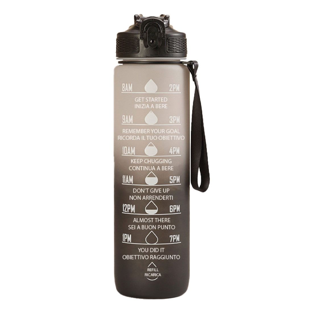 FITPADDY - Borraccia Motivazionale 1 litro - grigio fumé